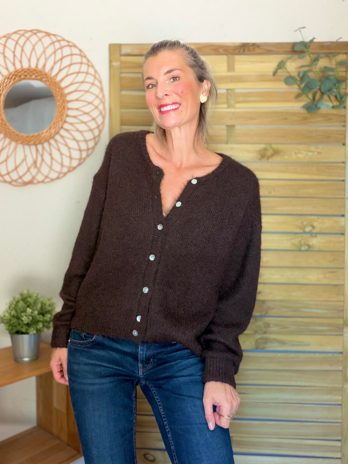 Gilet en maille MERYL - Chocolat brut