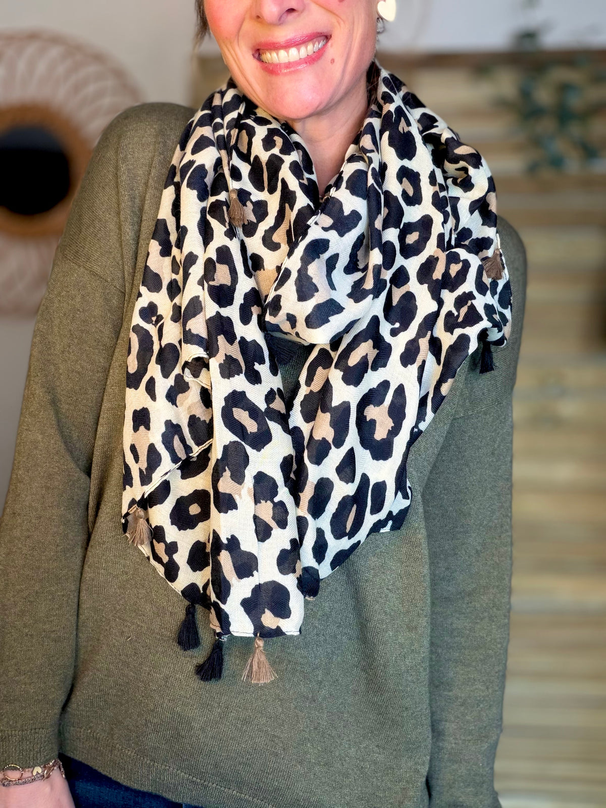 Foulards Léo CLEM - Beige / noir 🐆