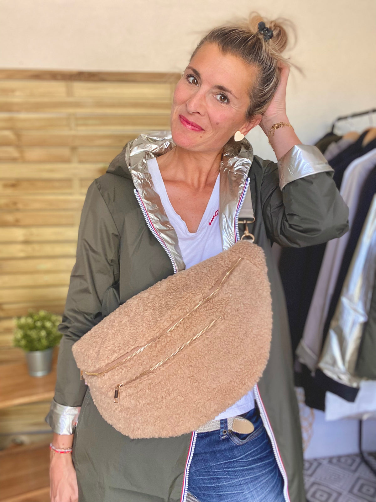 Sac banane XXL Moumoute Ciao Boum CASSIE -  Beige Taupe
