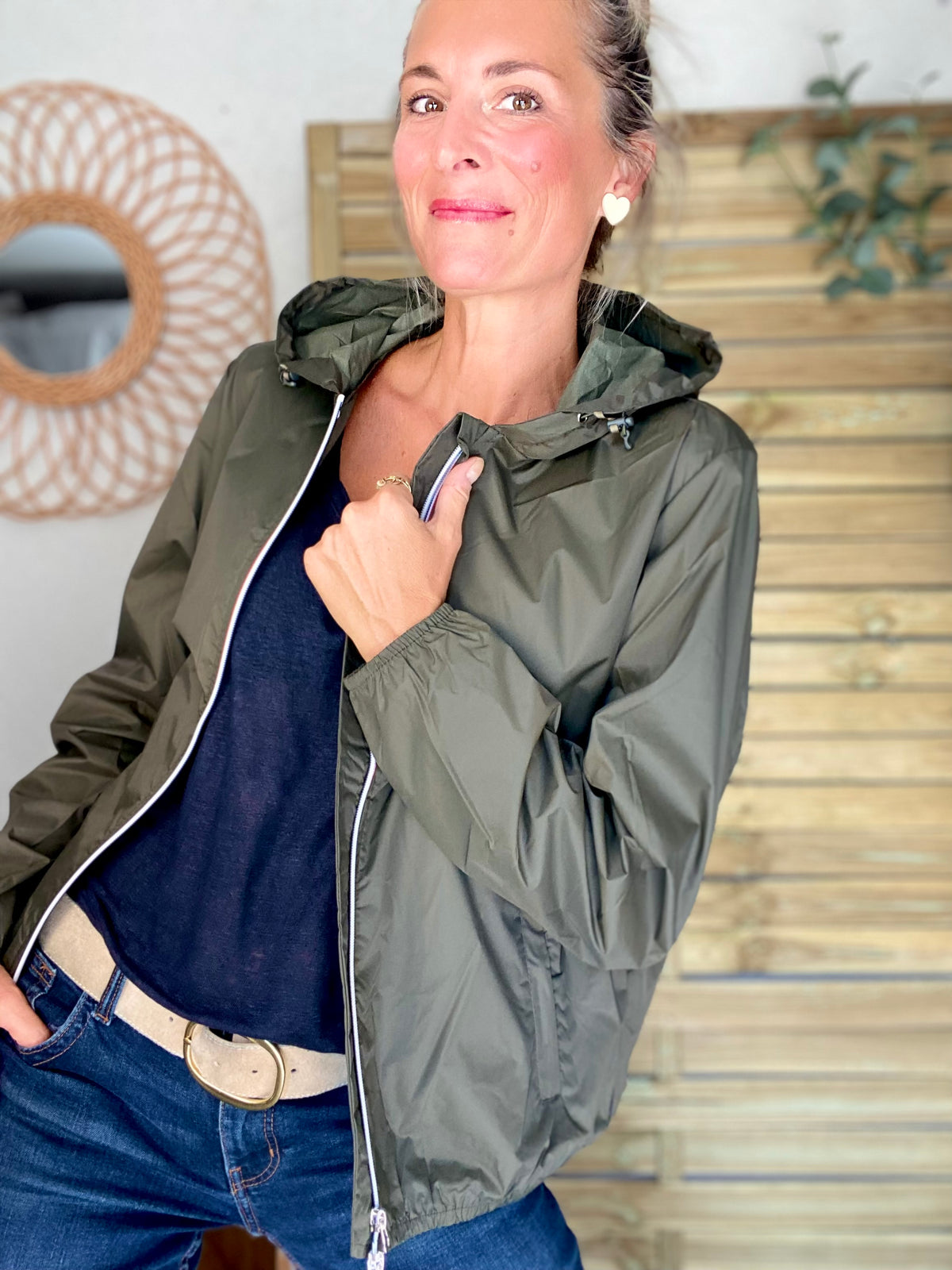 LAURA JO - Coupe vent imperméable ANNA COURT Kaki