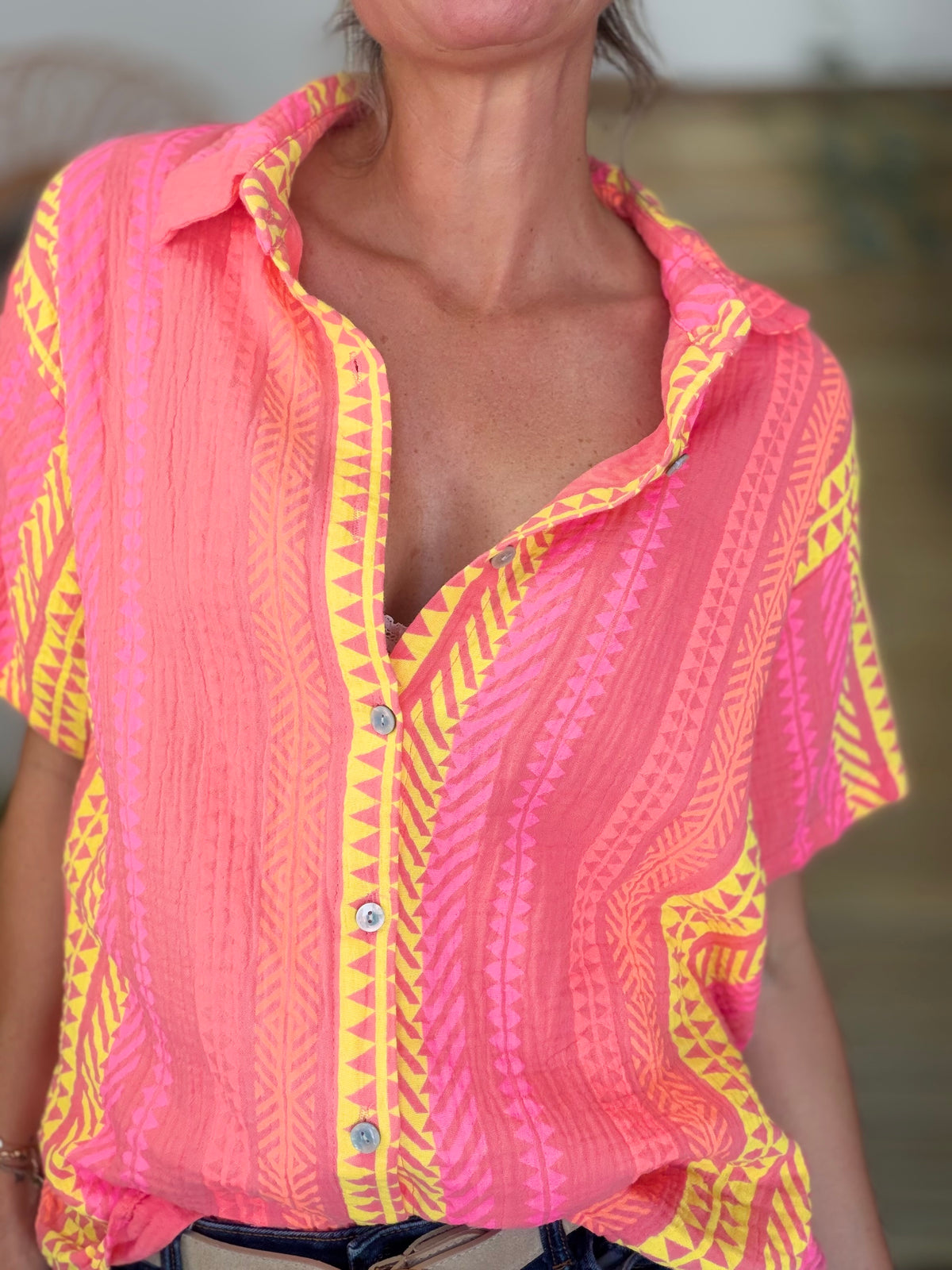 Chemise rayée en gaze de coton ROSIBEL - FIN DE SÉRIE