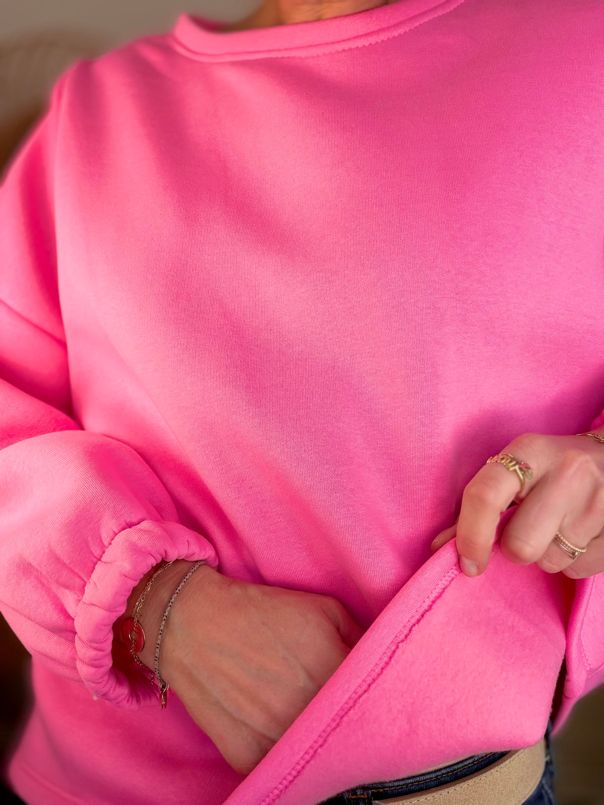 Sweat molleton oversized BISOU Rose / Rouge - MIKA - FIN DE SÉRIE