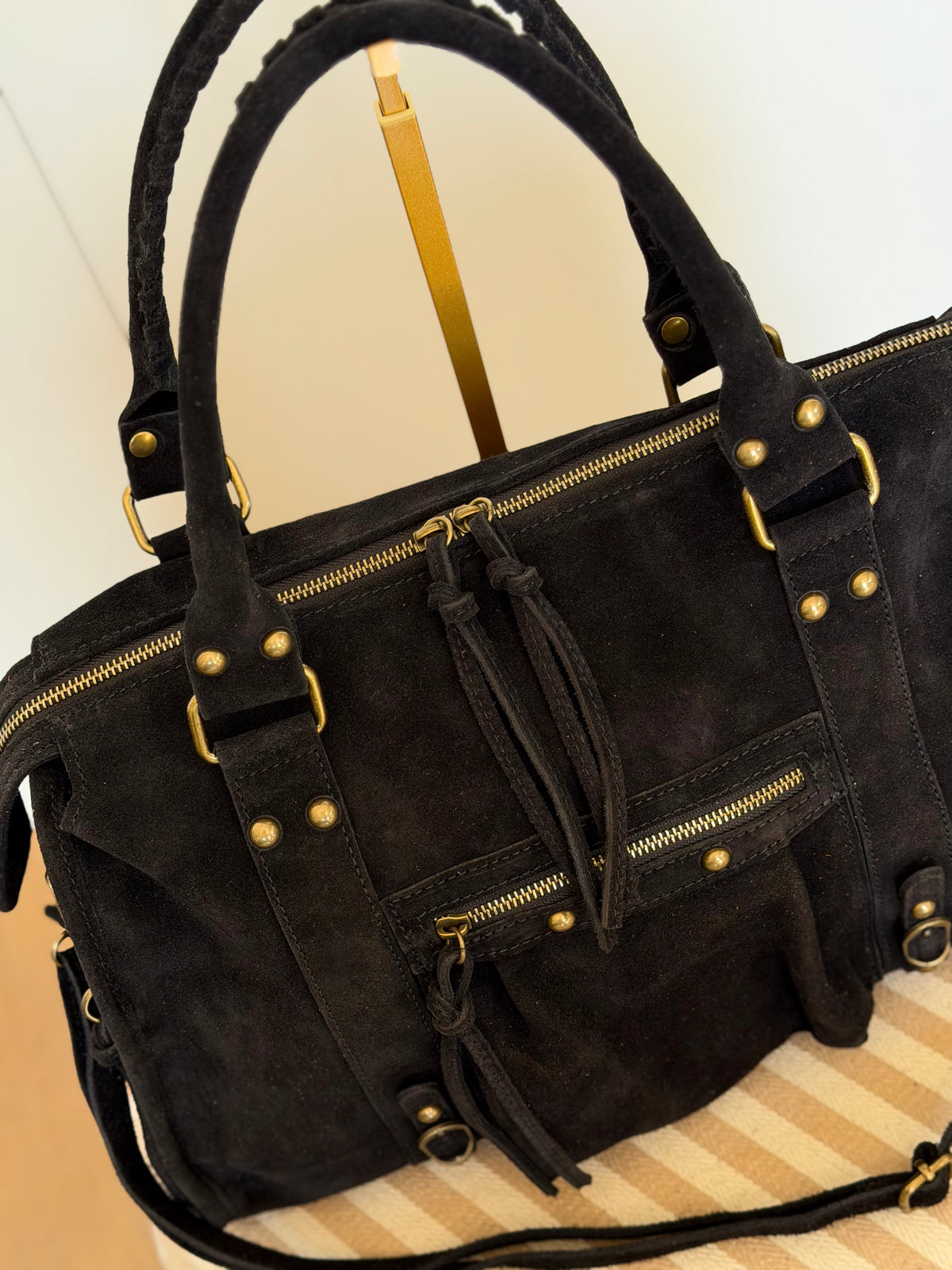 Sac cabas XL en cuir daim • HUNTER Noir