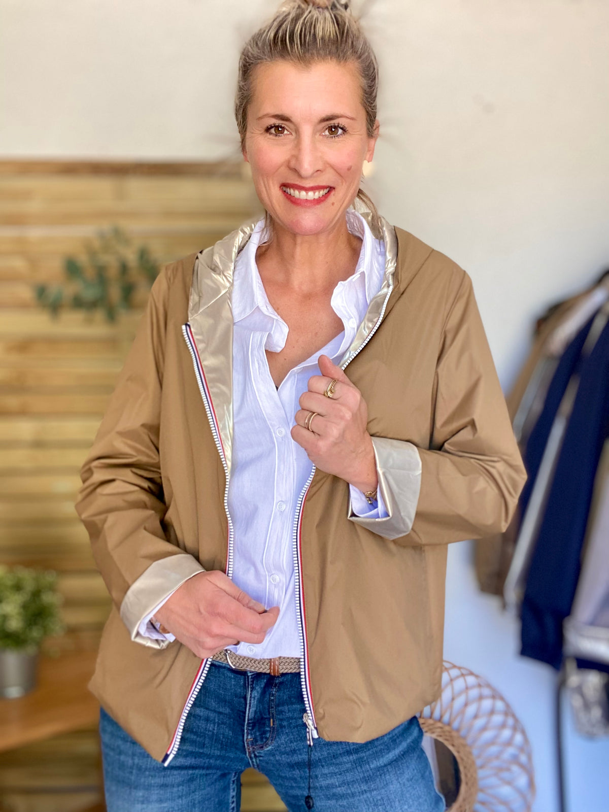LAURA JO - Imperméable réversible GARANCE COURT léger - Camel/Doré