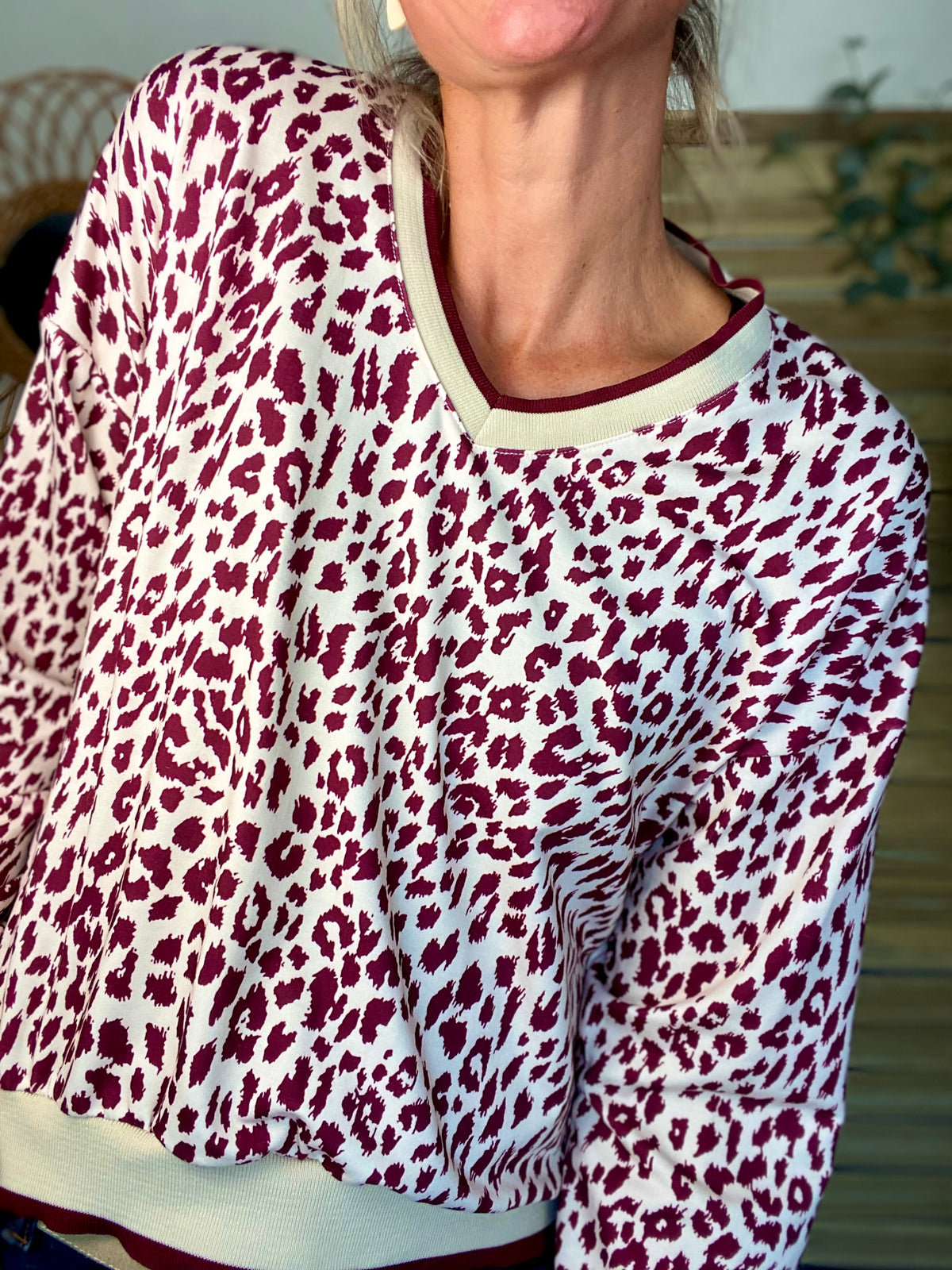 Sweat imprimé Léo 🐆 AMANDINE - Bordeaux