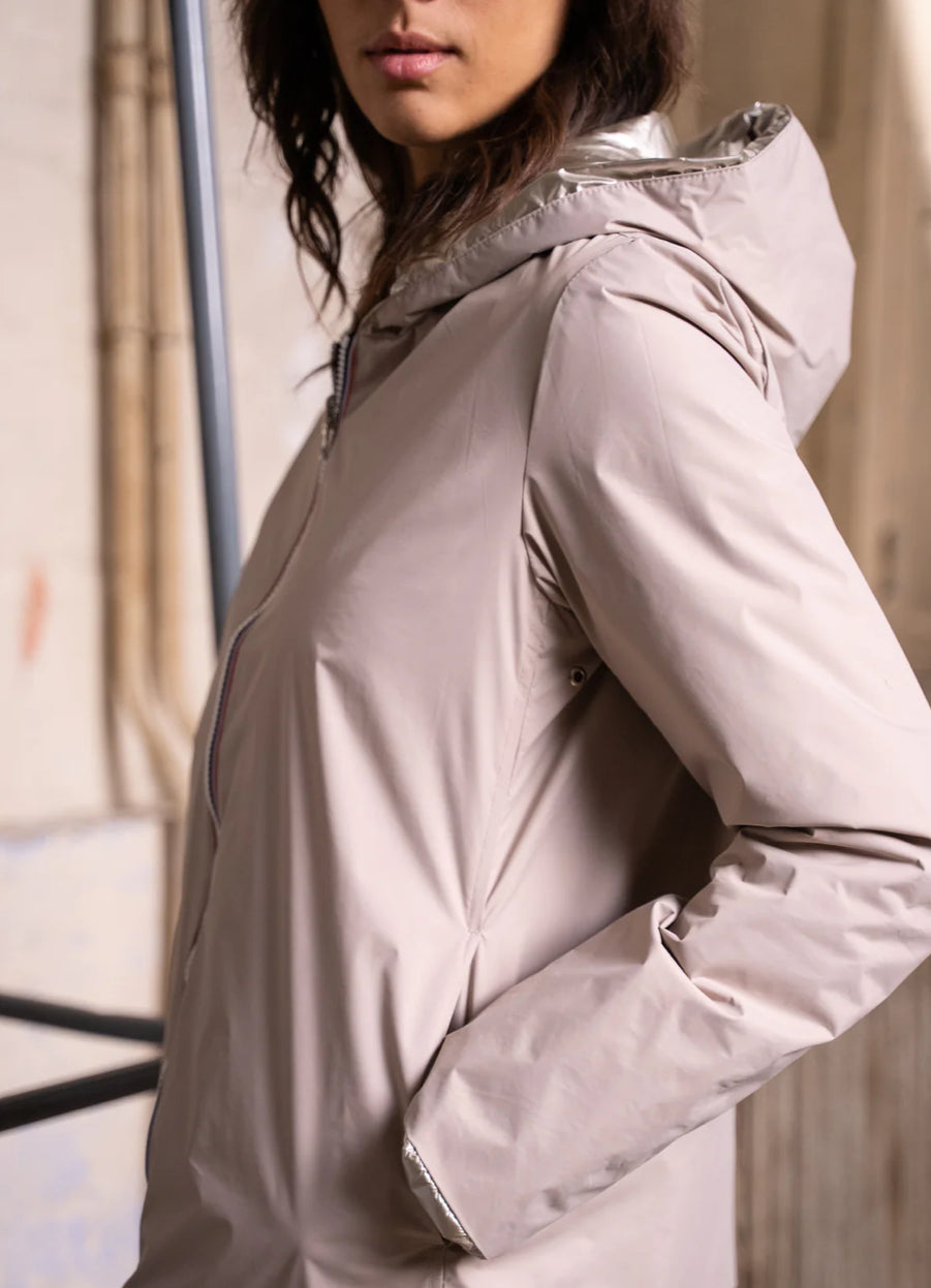 LAURA JO - Imperméable réversible rembourré LOUISON COURT - Beige / Doré • DÉSTOCKAGE sur Taille XL
