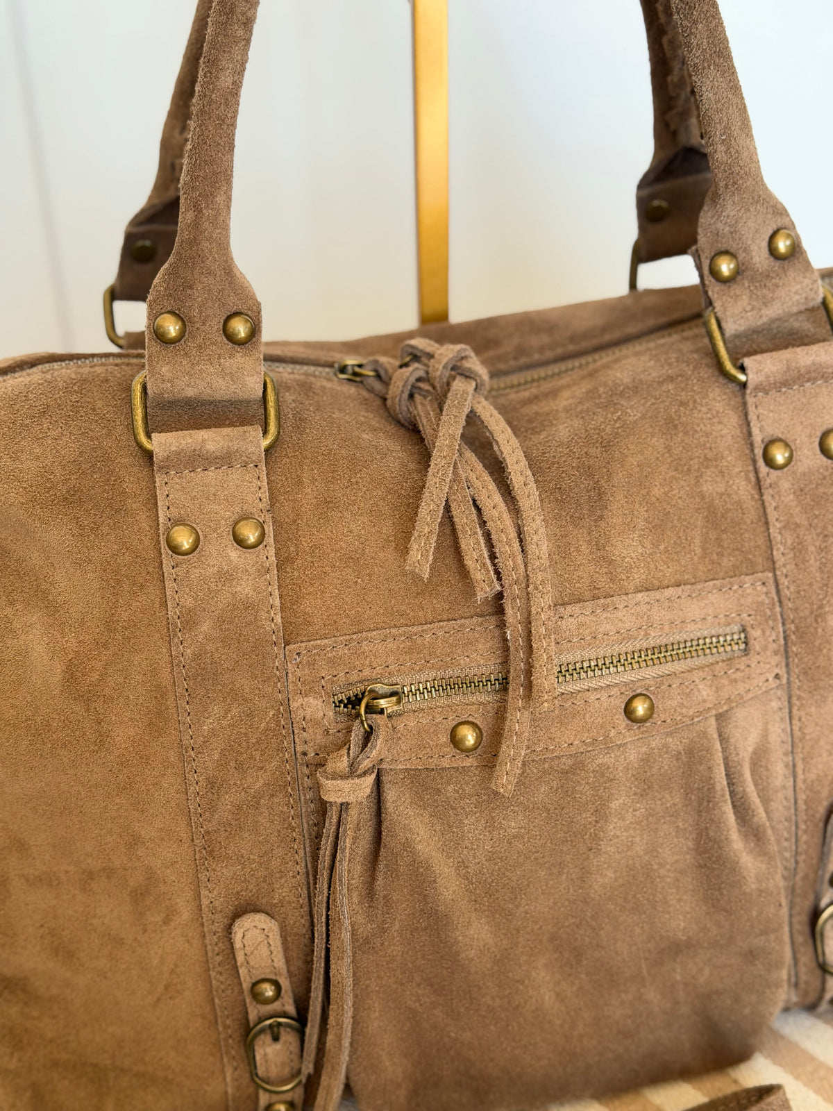 Sac cabas XL en cuir daim • HUNTER Taupe