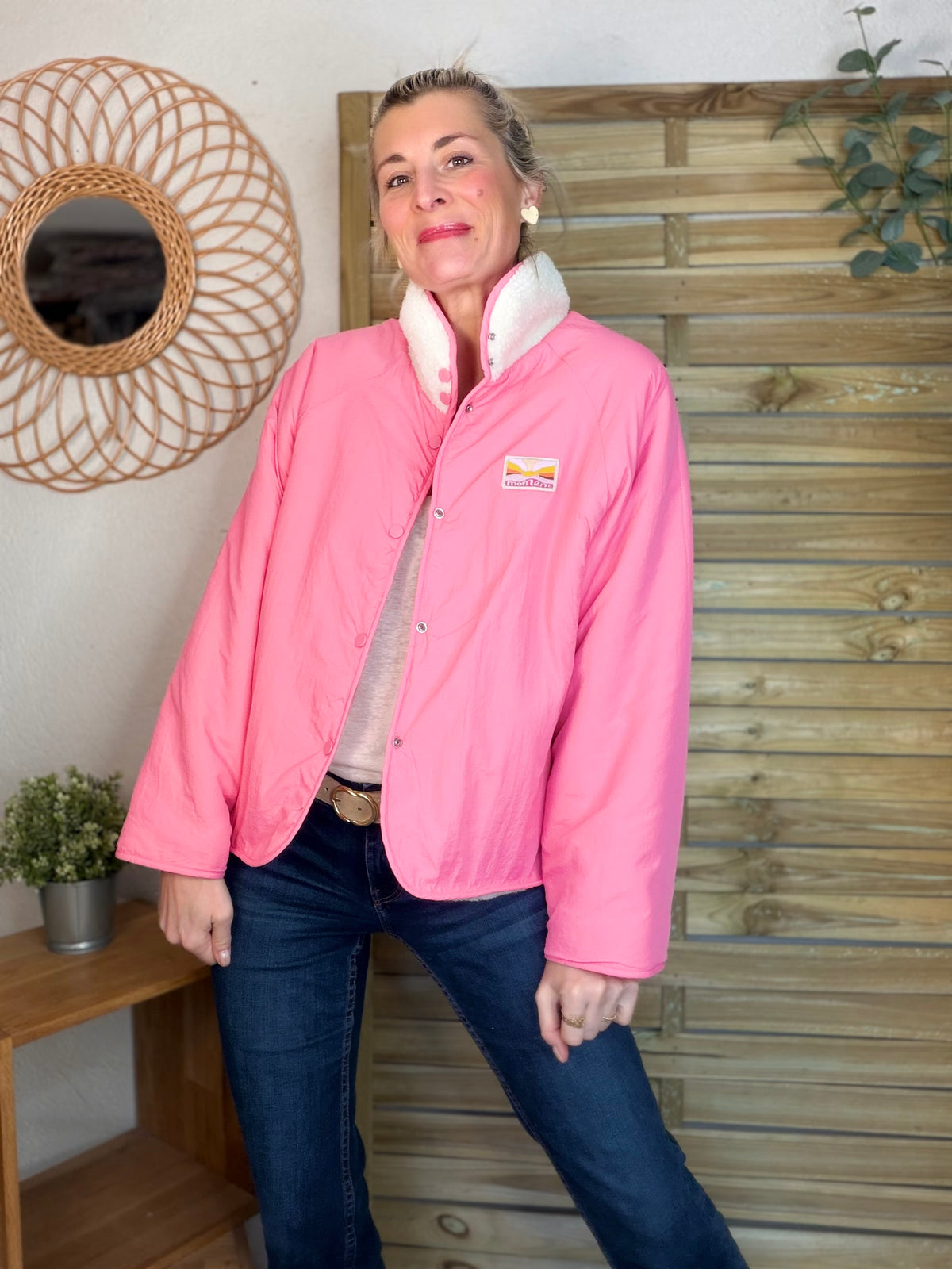 Veste matelassée réversible Sherpa AMÉLIE Rose - FIN DE SÉRIE