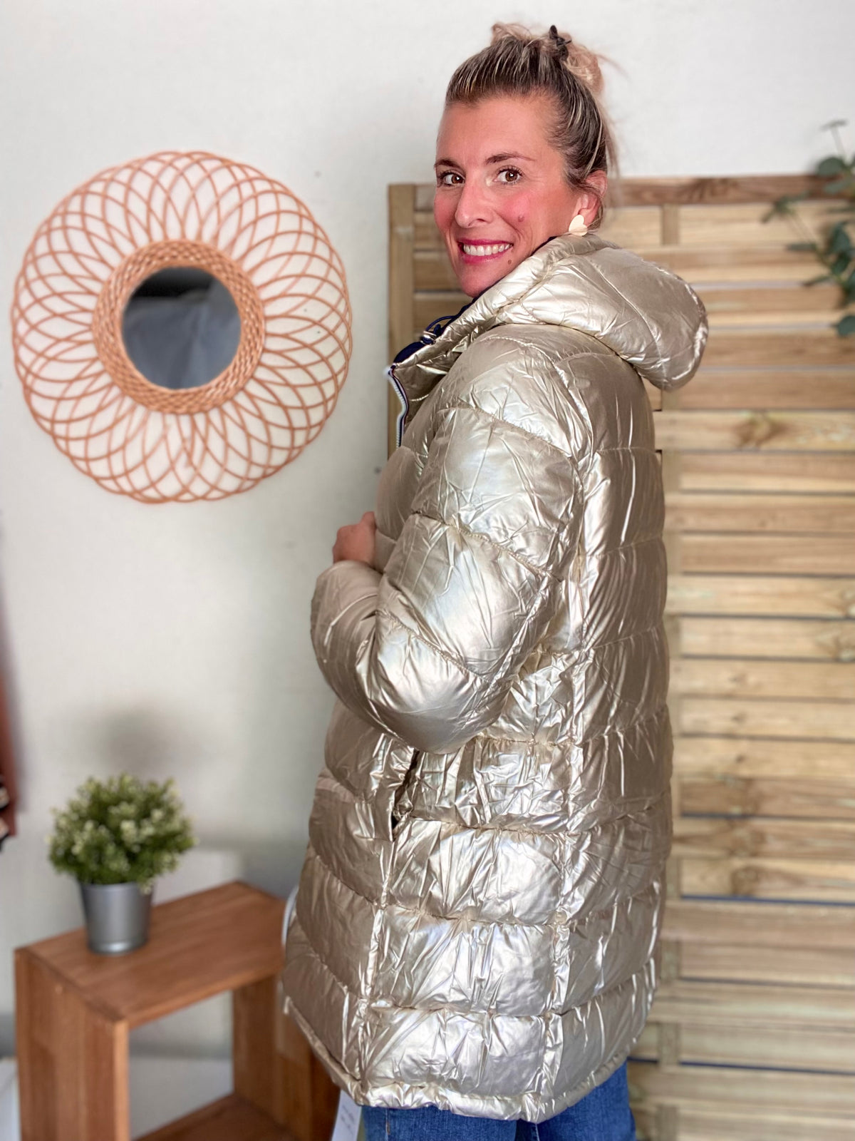 Doudoune imperméable réversible ANGÈLE LONG - Bleu marine - MELYA MELODY
