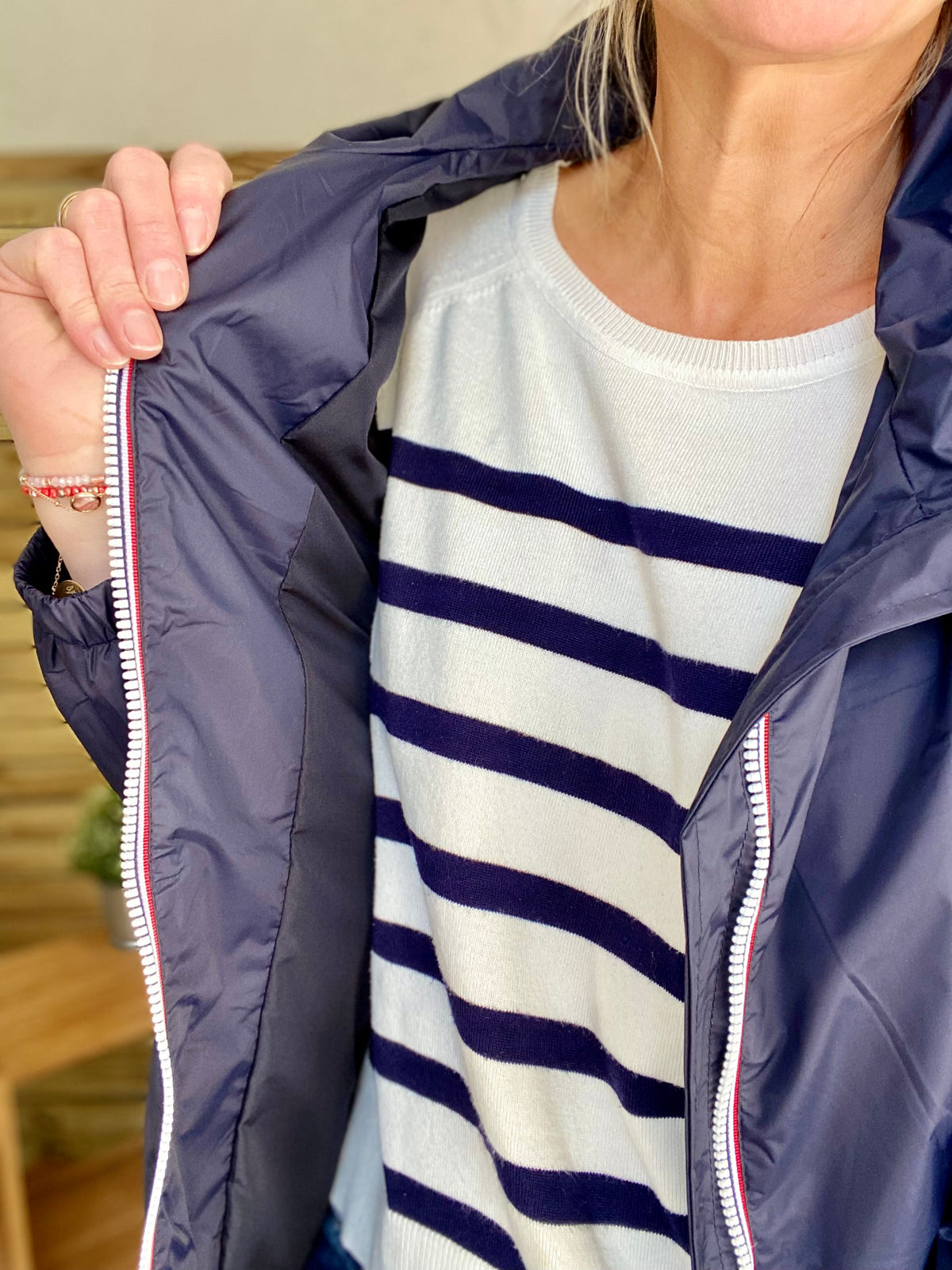 Imperméable mi-saison doublé SOLINE MI-LONG - Bleu marine - LAURA JO - FIN DE SÉRIE