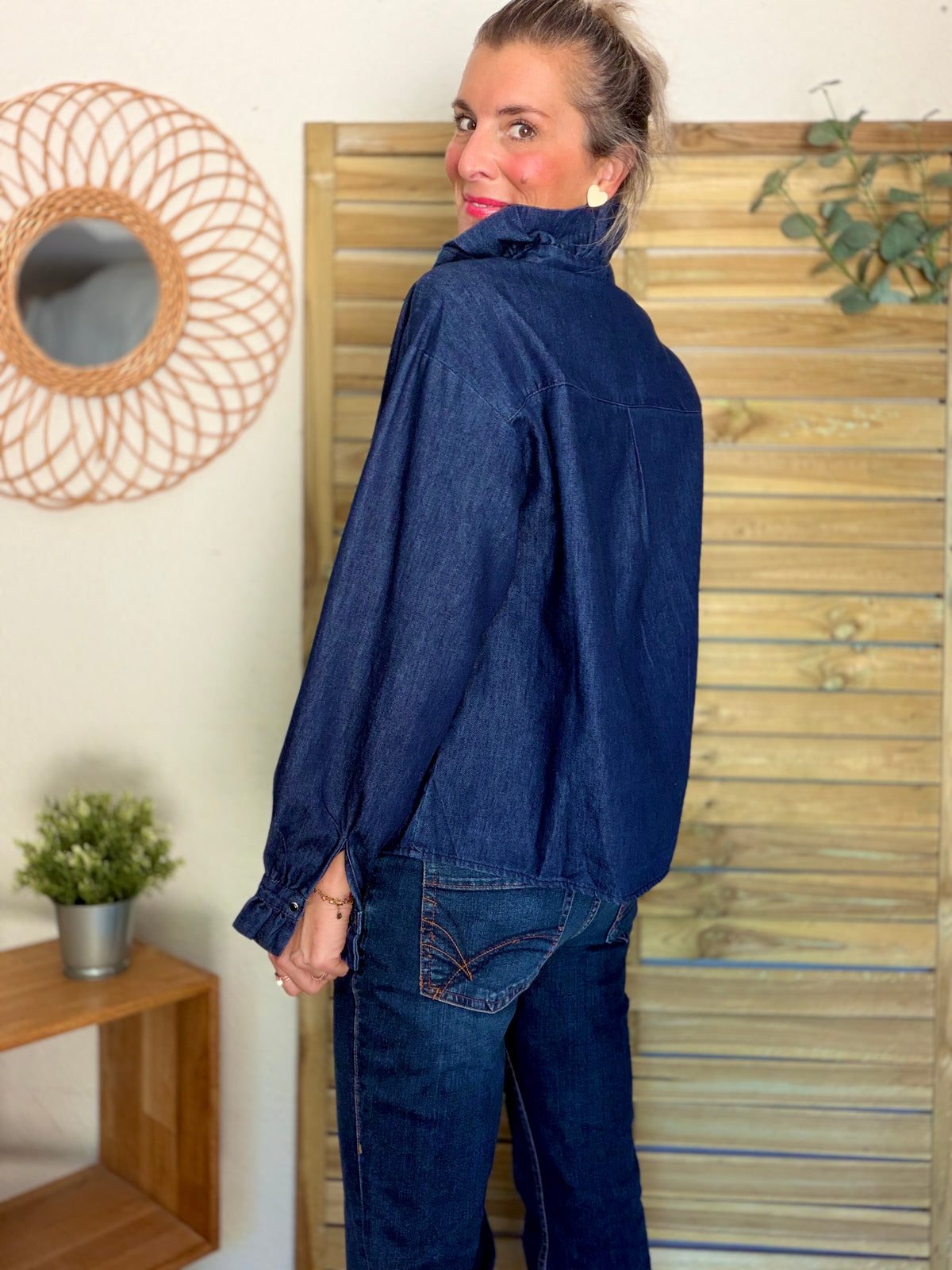 Chemise Denim brut col victorien SOPHIE