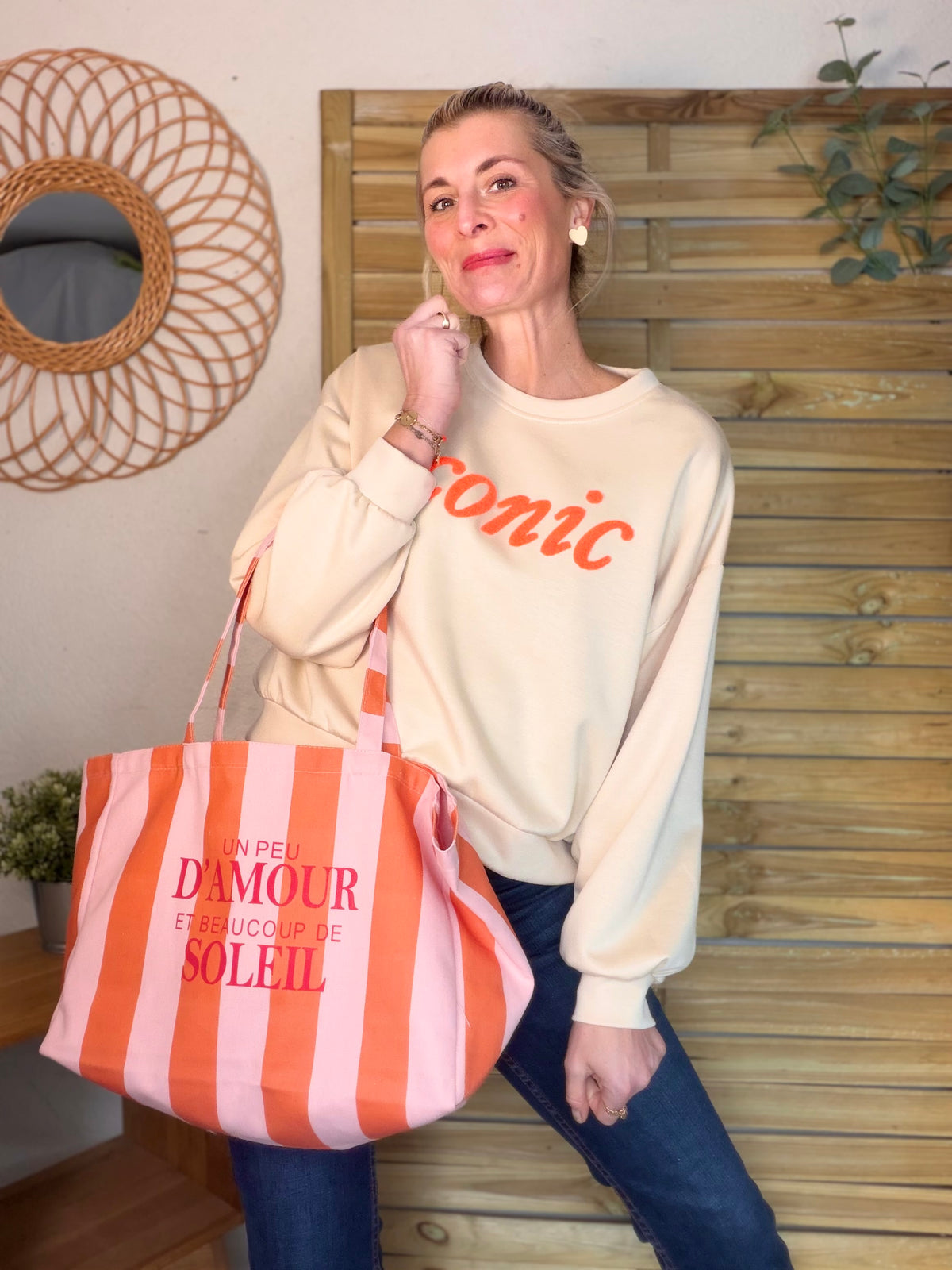 Grand cabas Tote bag Amour / Soleil ELSY
