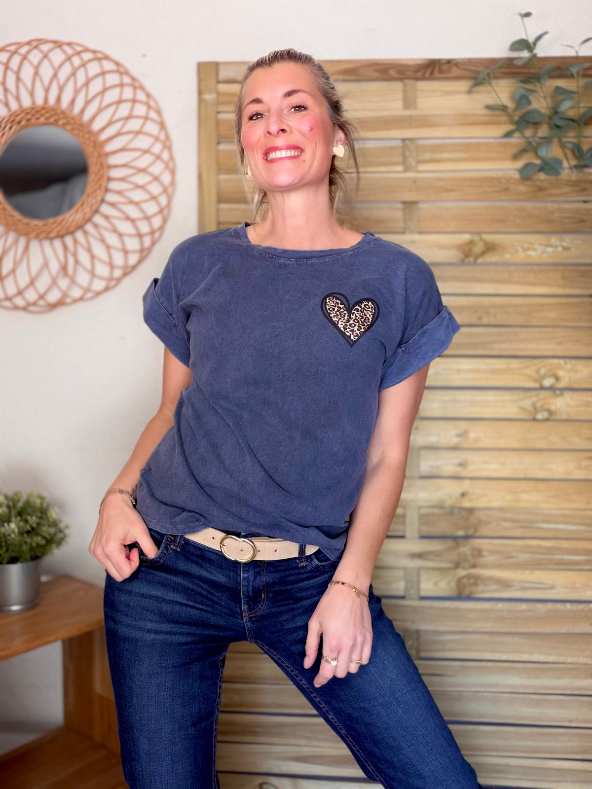Tee shirt Cœur Léo PALOMA Gris délavé - FIN DE SÉRIE
