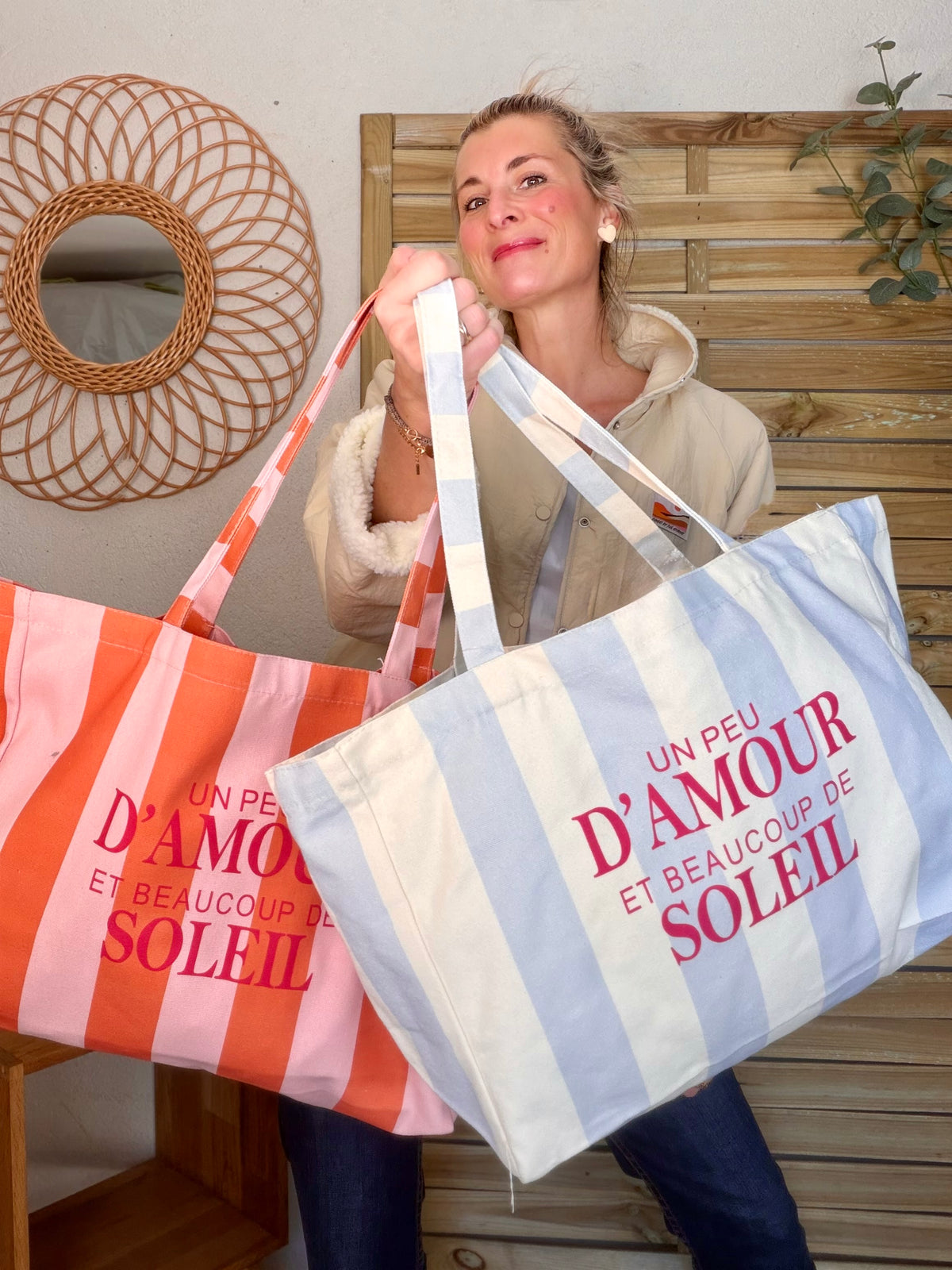 Grand cabas Tote bag Amour / Soleil ELSY