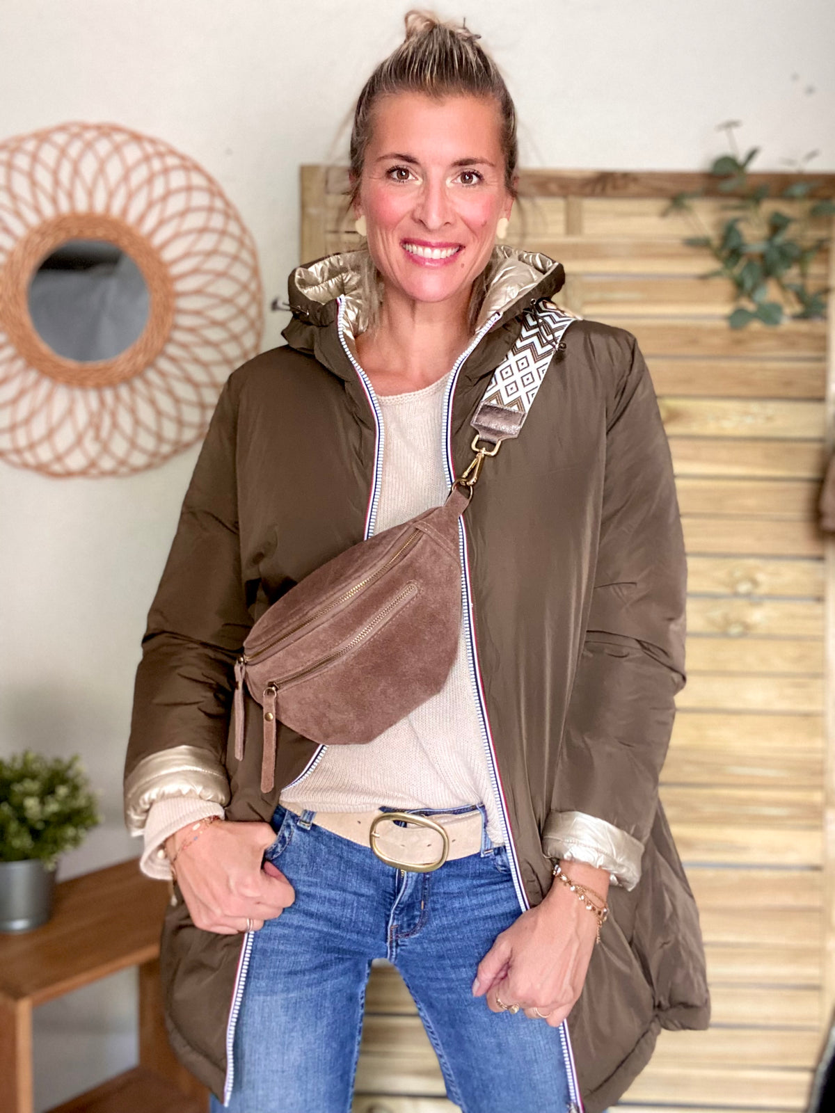 Doudoune imperméable réversible ANGÈLE LONG - Kaki - MELYA MELODY