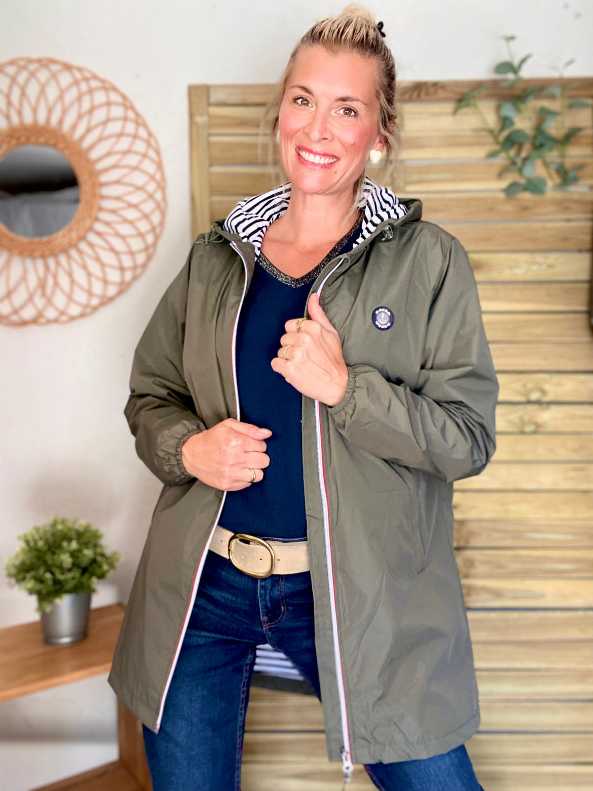 Imperméable doublé unisexe CÉLESTE - LE PETIT BRETON - Kaki (Taille petit) - FIN DE SÉRIE