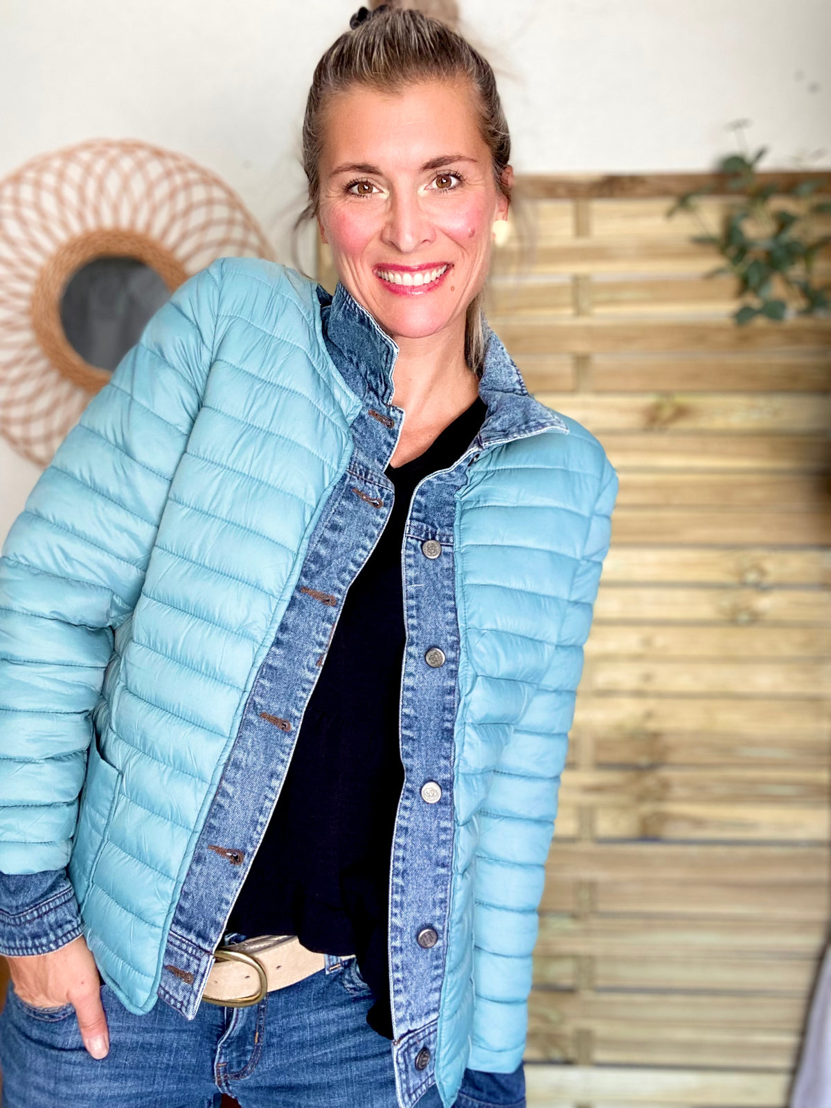 Veste Jean / Doudoune légère JACKIE - Vert sauge - FIN DE SÉRIE