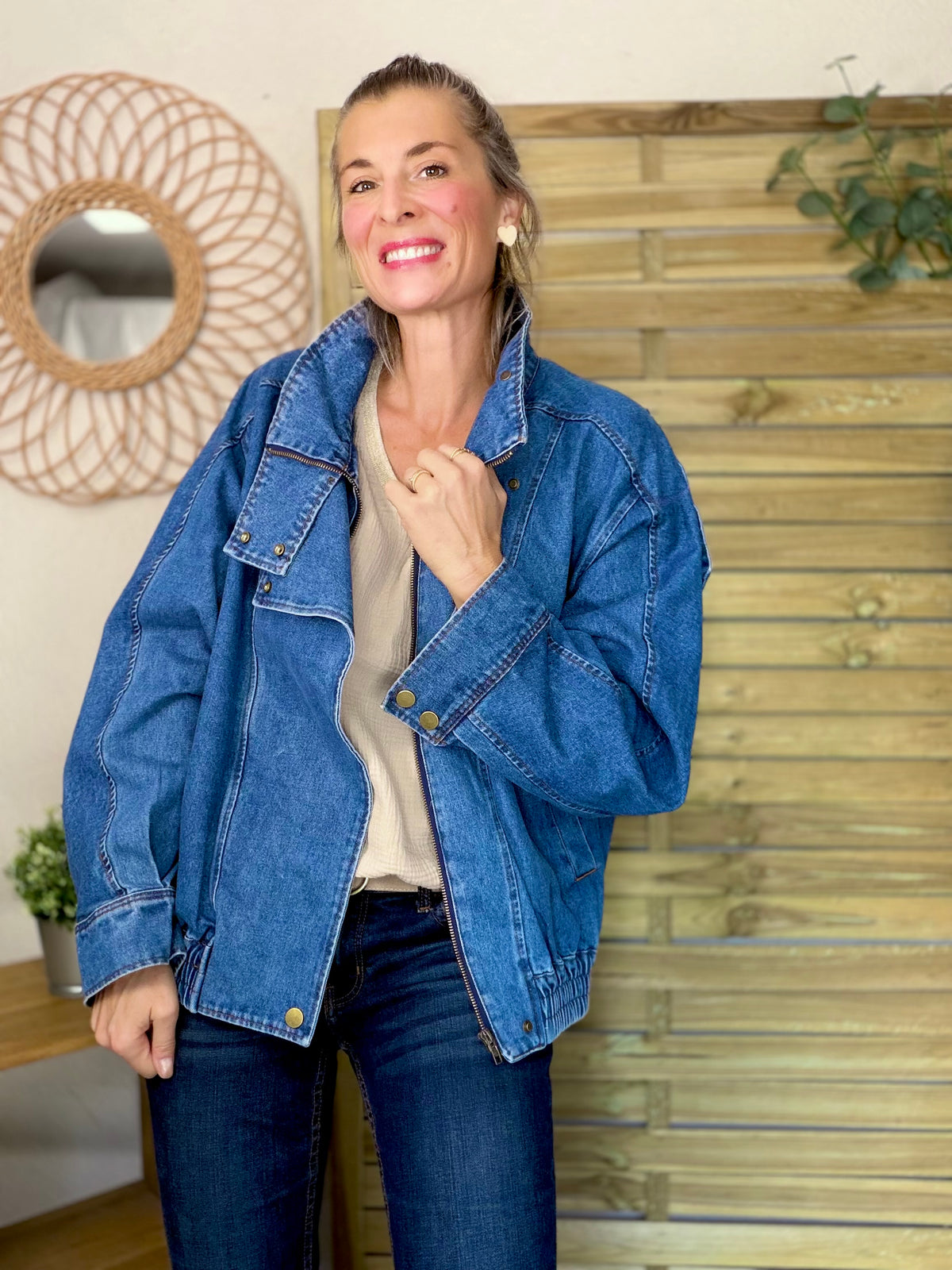 ⚡️ ARRIVAGE • Veste en jean oversized col montant ARIANE