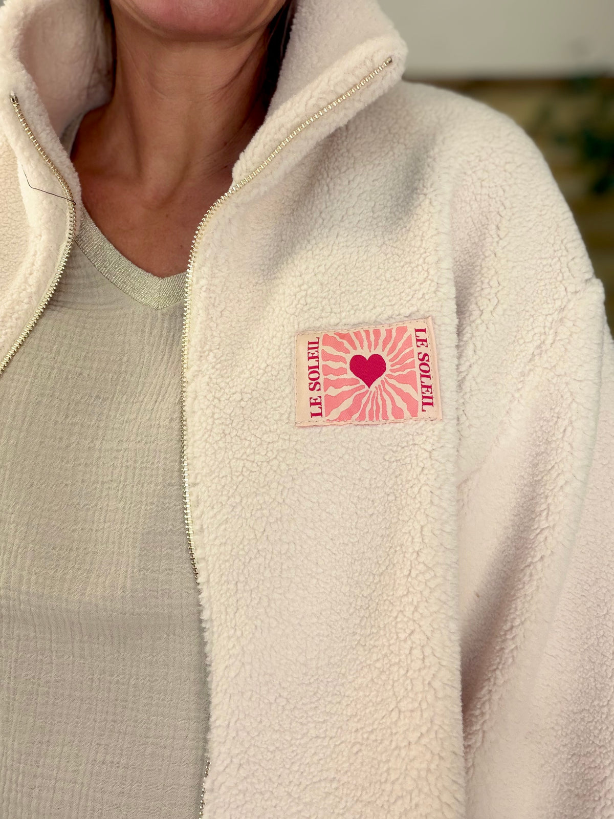 ⚡️ARRIVAGE • Veste teddy Sherpa zippée « Soleil » DORO Écru