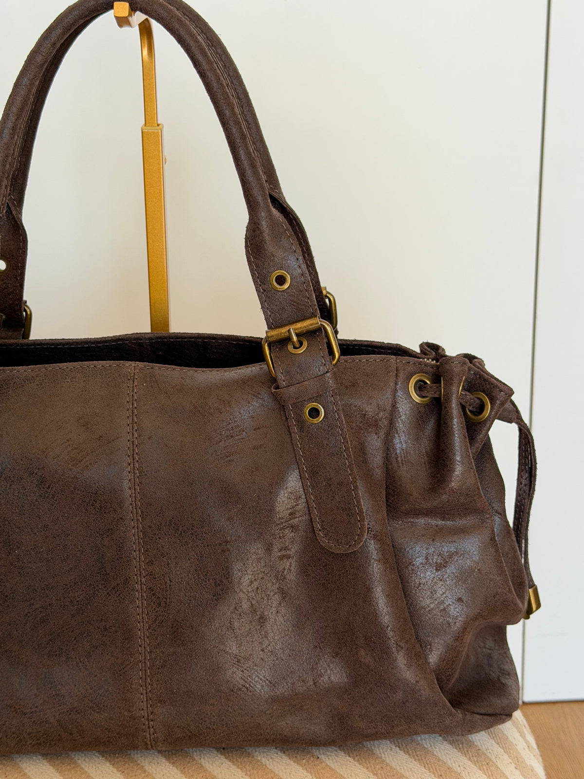Sac cabas XL en cuir vieilli • COOPER Chocolat
