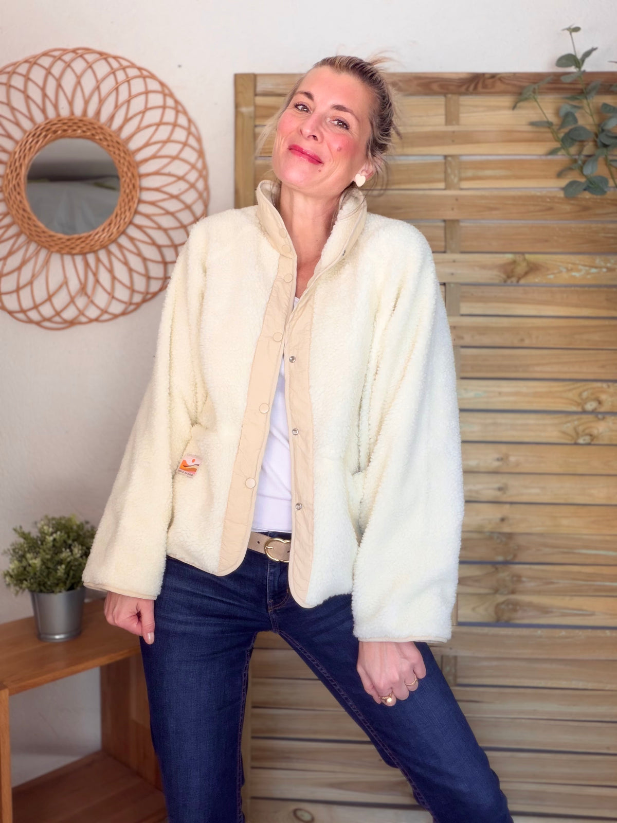 Veste matelassée réversible Sherpa AMÉLIE Beige