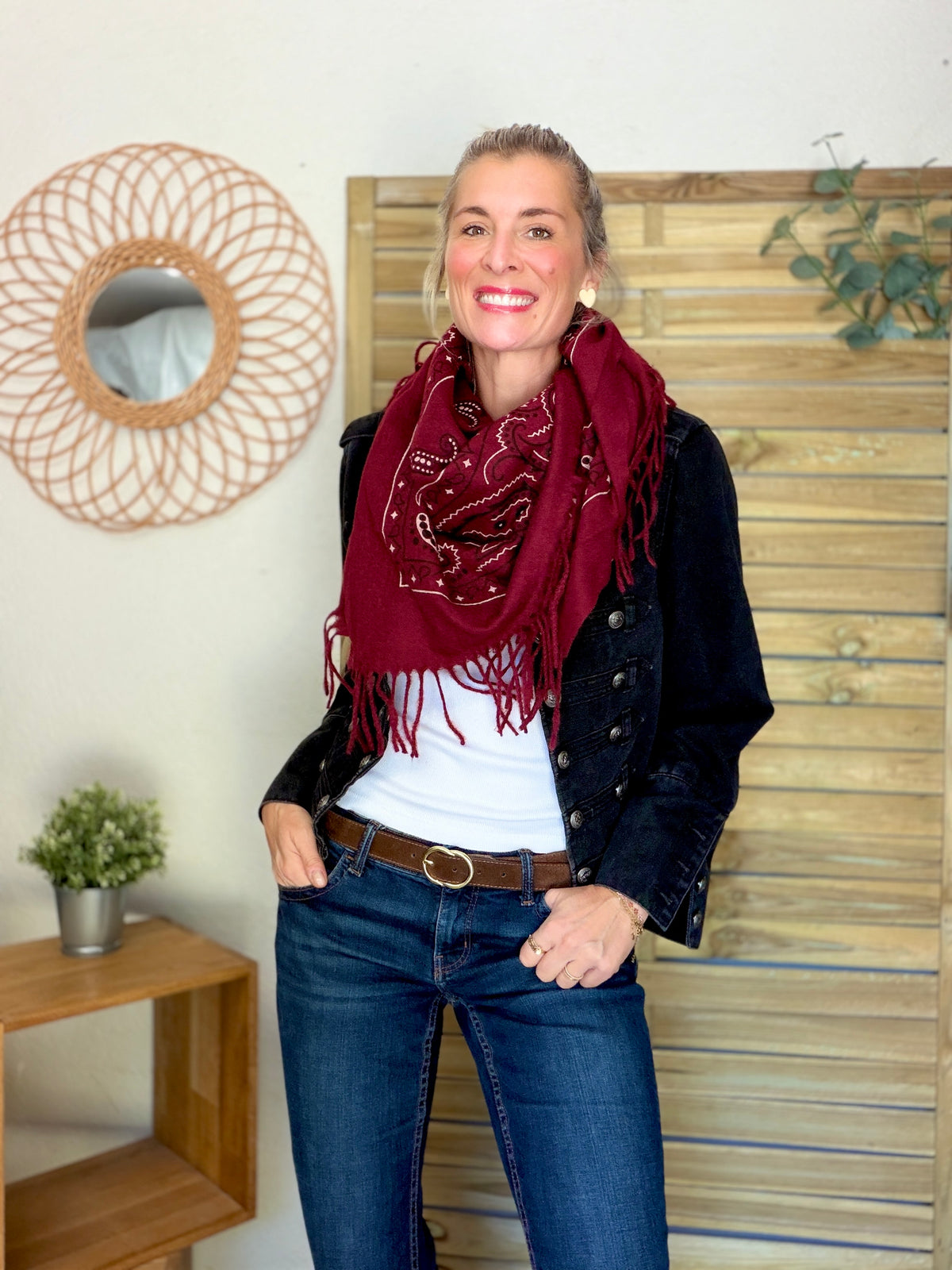Écharpe Bandana Bordeaux
