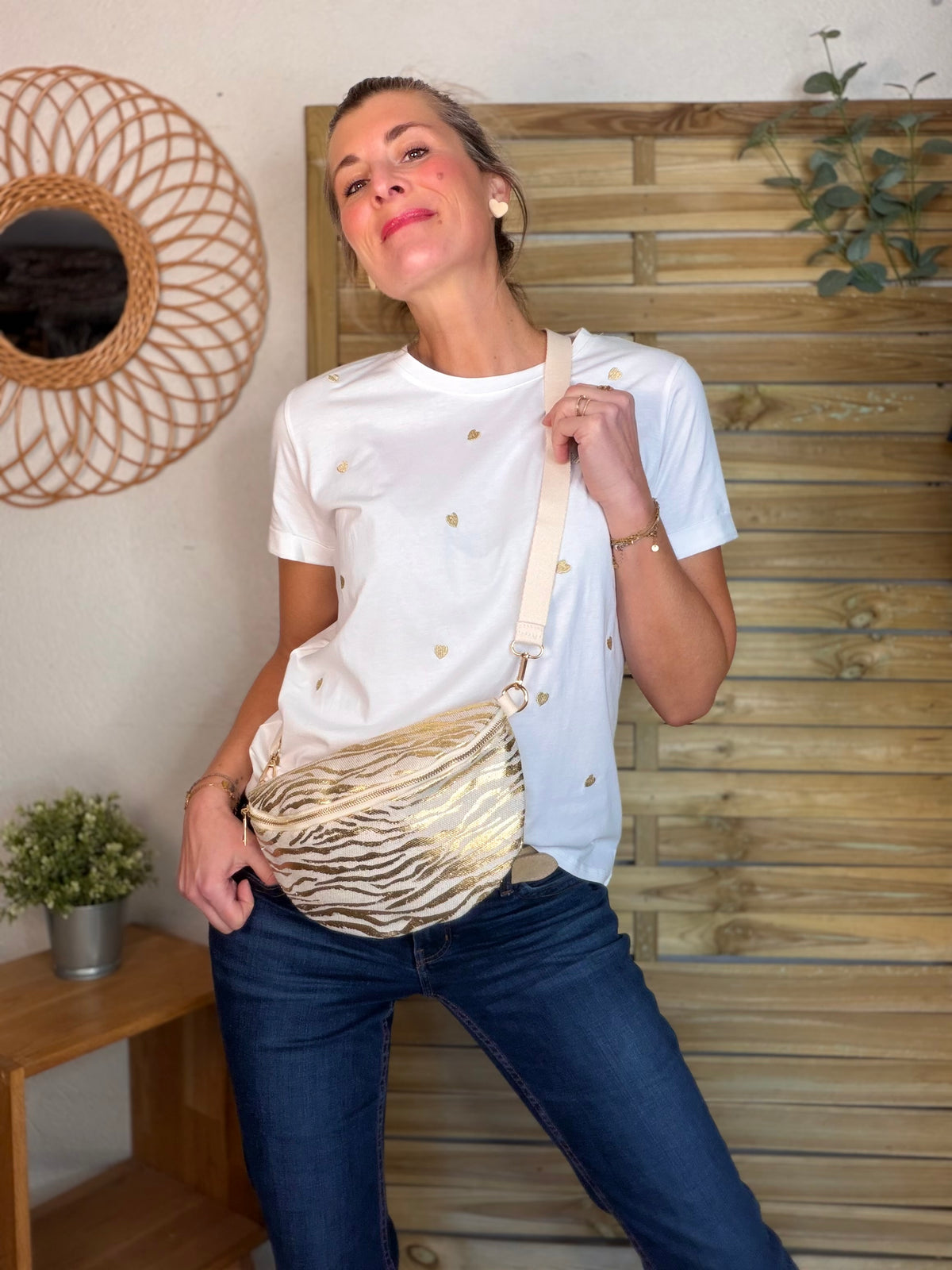 Sac banane L en toile Zébré doré - SHARON