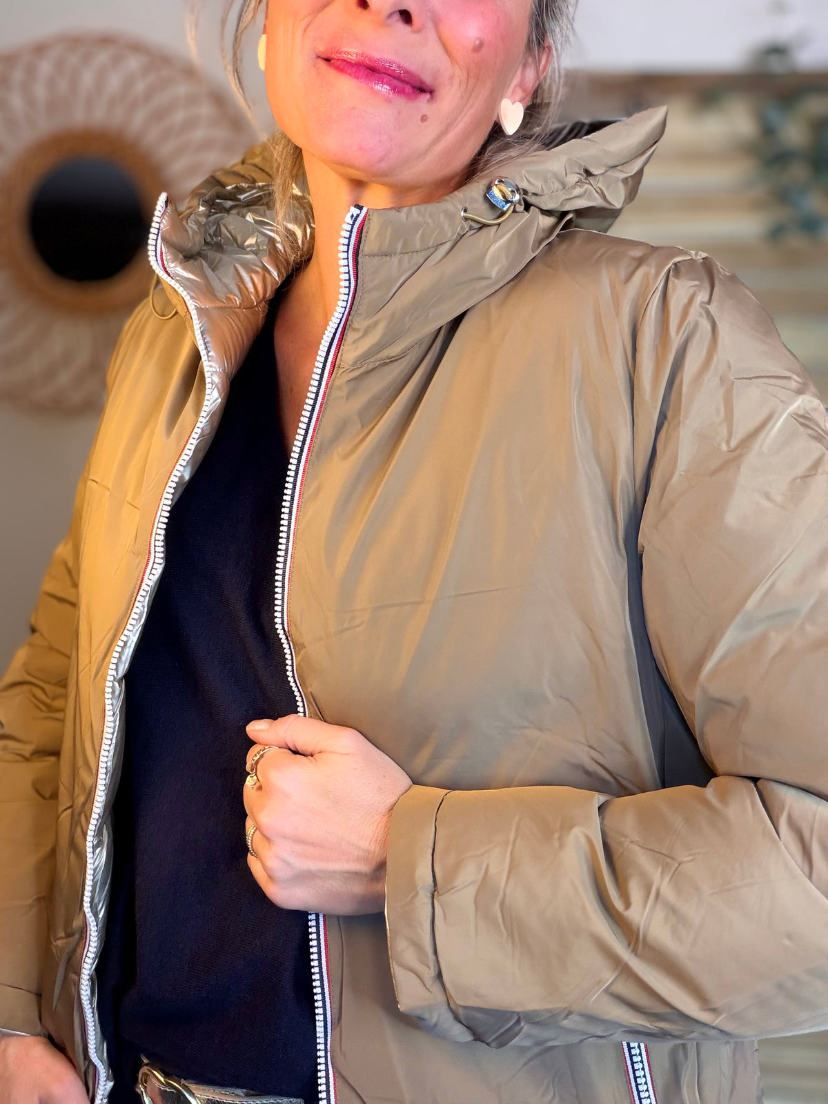Doudoune imperméable réversible longue ANGÈLE COURT - Camel - MELYA MELODY