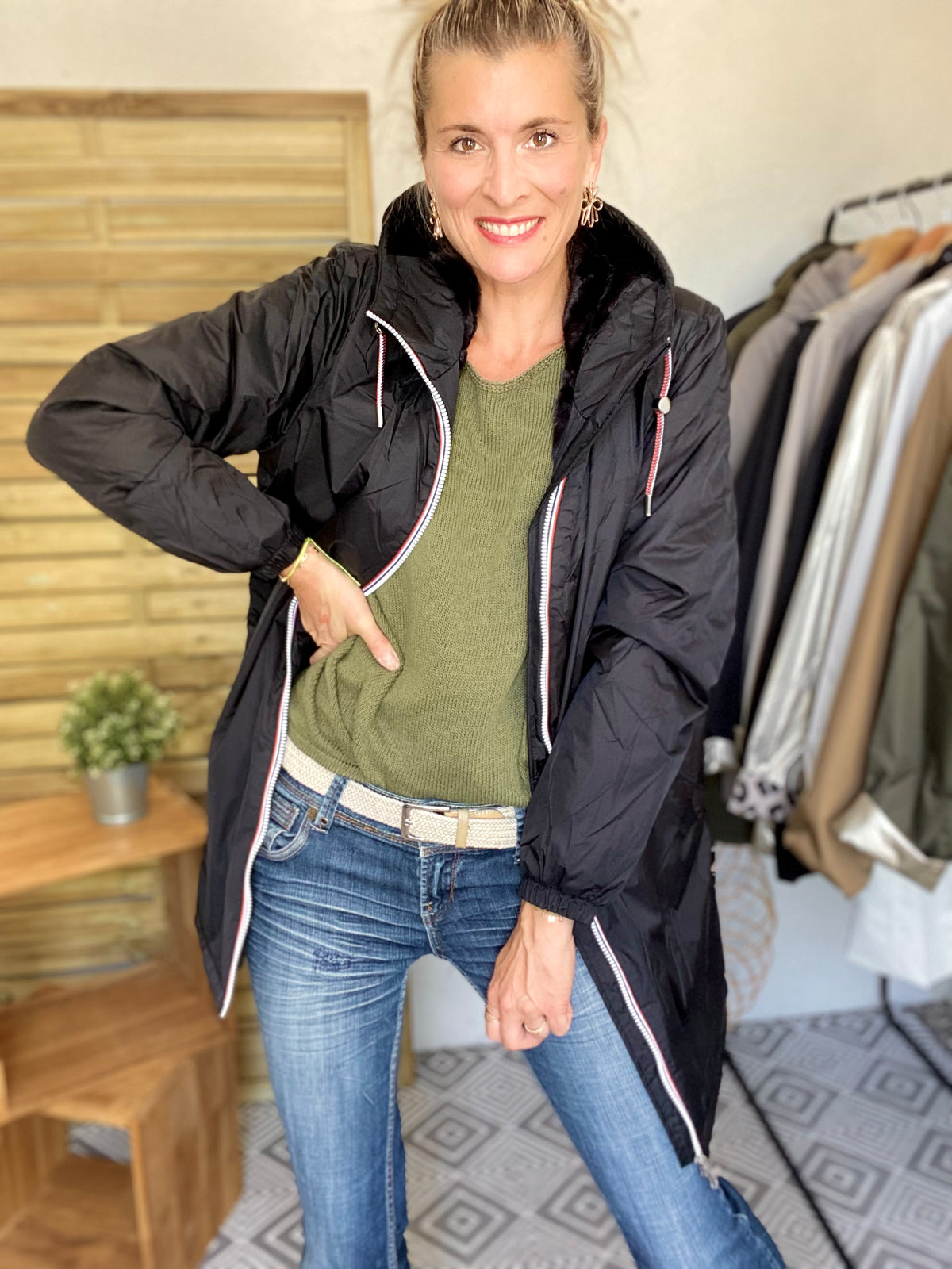 LAURA JO - Parka Imperméable THELMA LONG fourrée - Noir