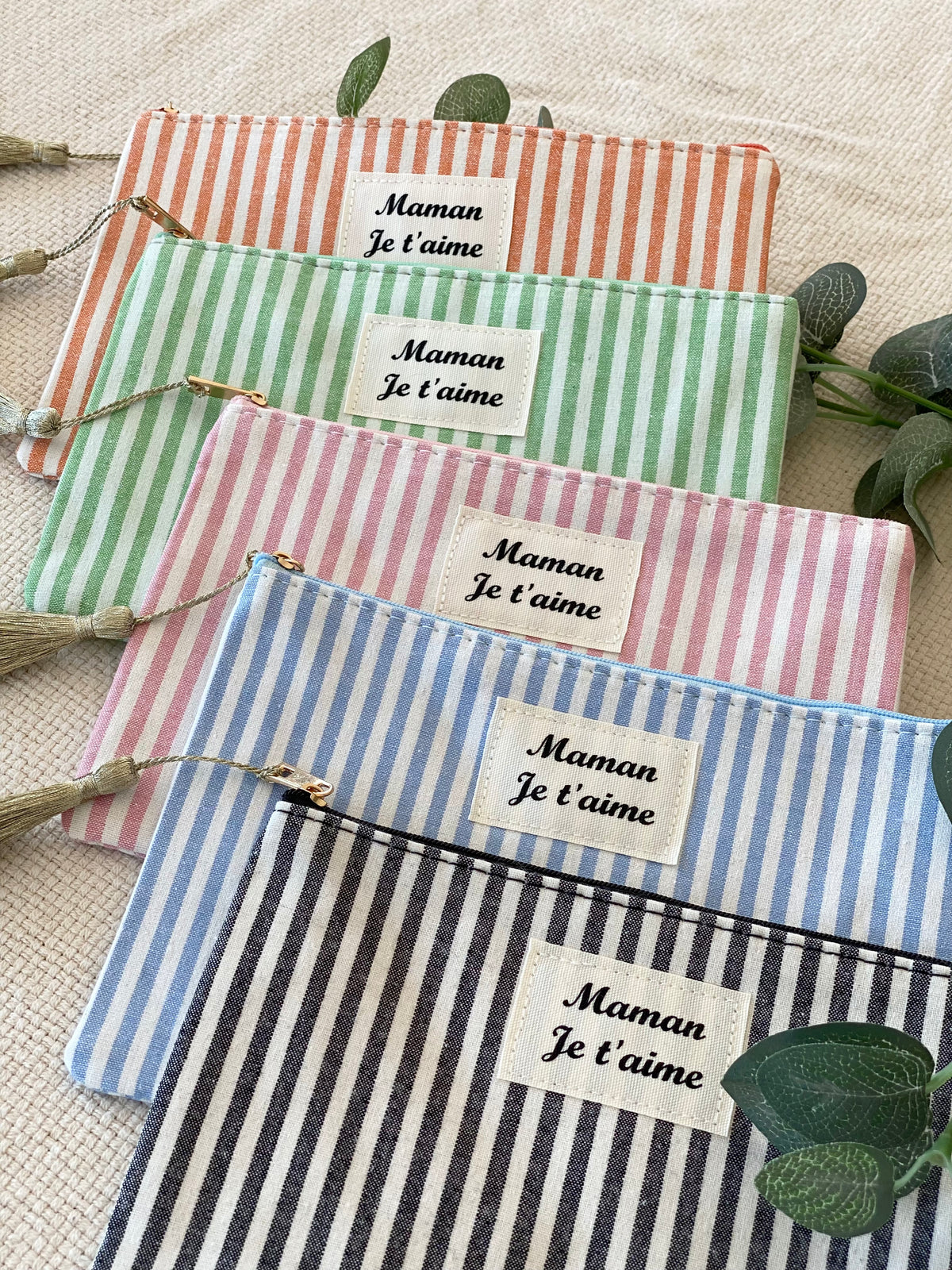 Pochette XL rayée «Maman je t’aime» - SARAH