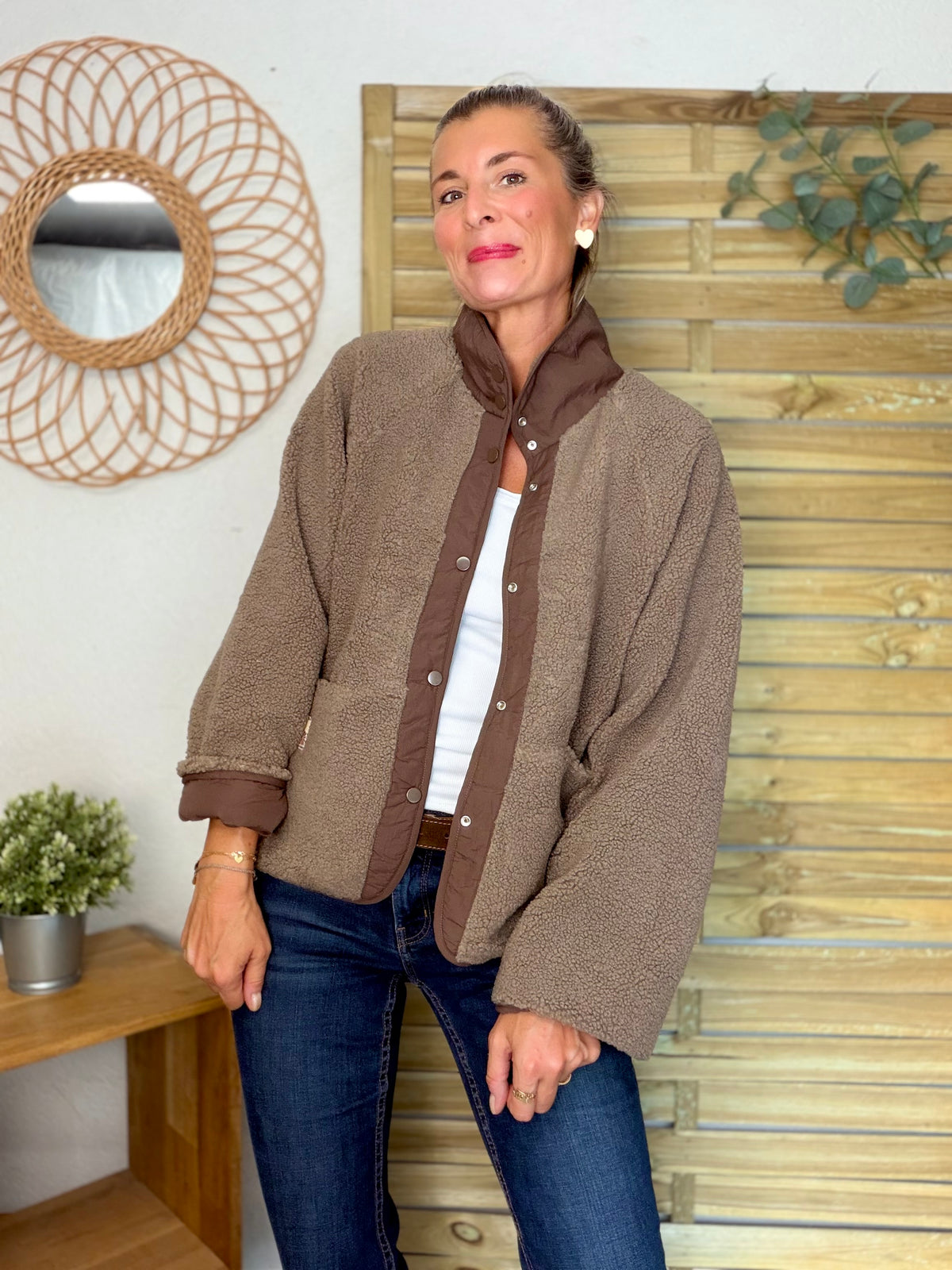 Veste matelassée réversible Sherpa AMÉLIE Chocolat