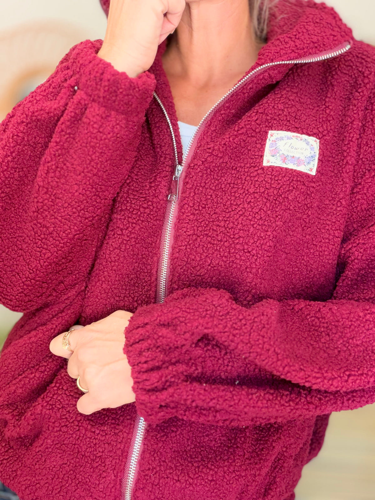 ⚡️ ARRIVAGE • Veste teddy Sherpa zippée LÉONIE Bordeaux