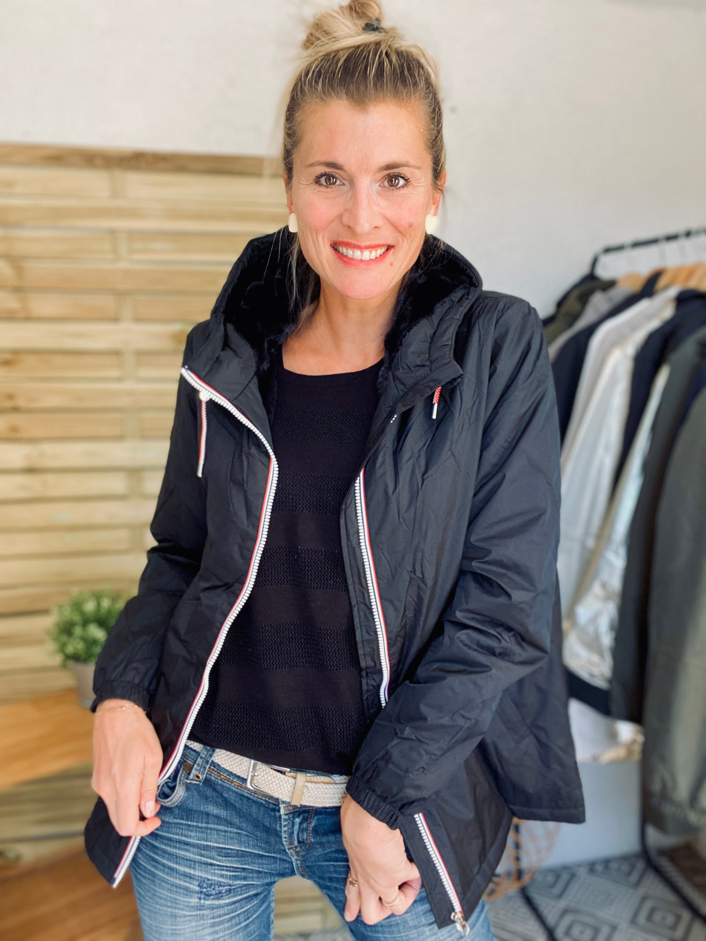 LAURA JO - Parka Imperméable THELMA MI-LONG fourré - Noir