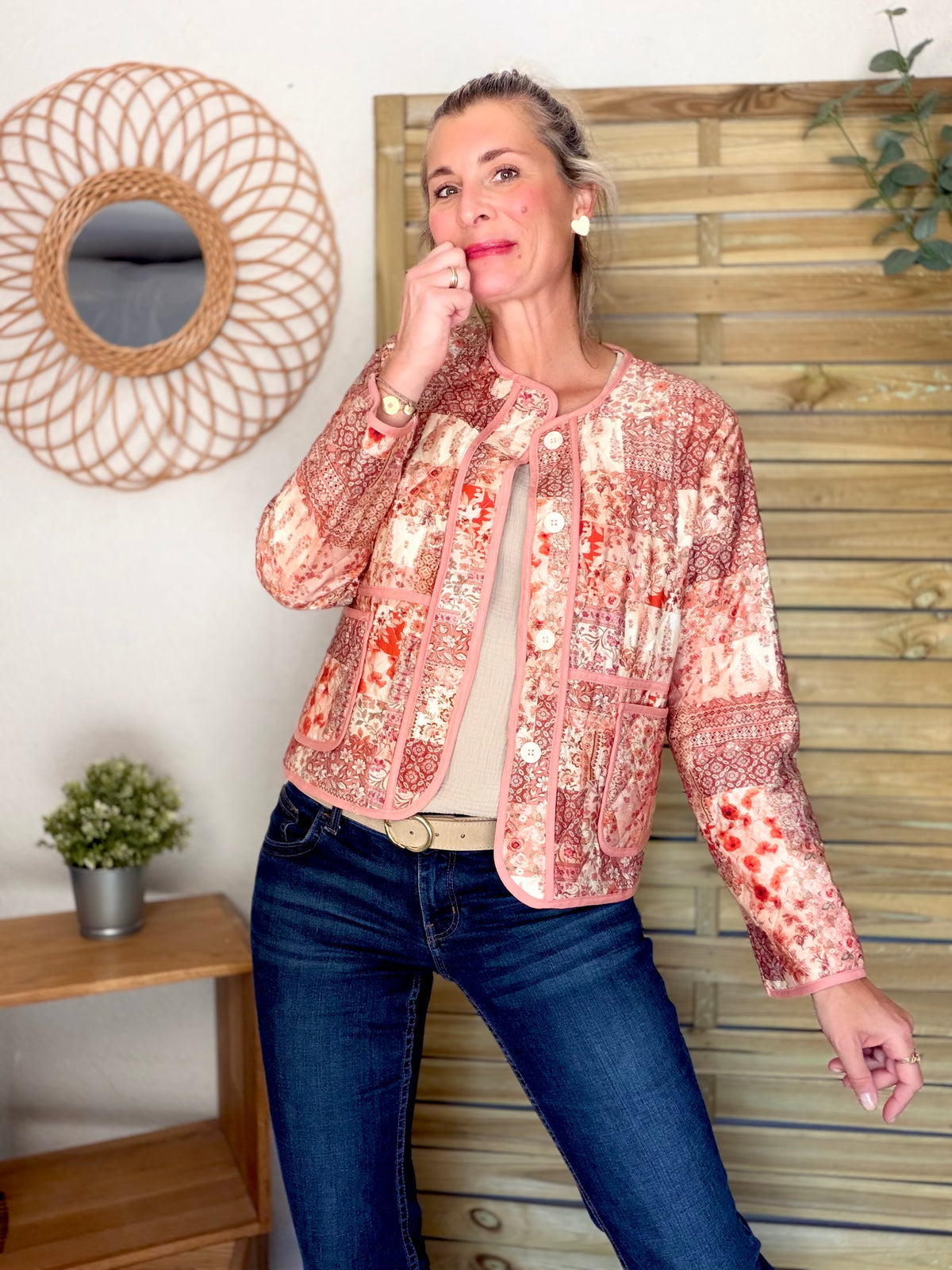 Veste courte Patchwork matelassée légère ADELAÏDE - FIN DE SÉRIE