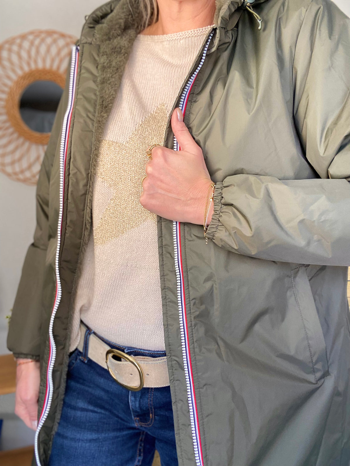 LAURA JO - Parka Imperméable LOUISE LONG fourré - Kaki
