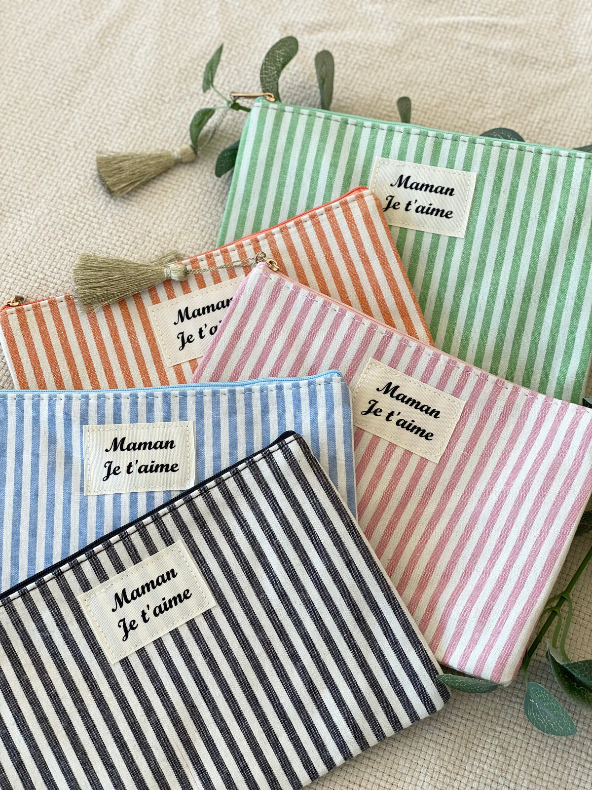 Pochette XL rayée «Maman je t’aime» - SARAH