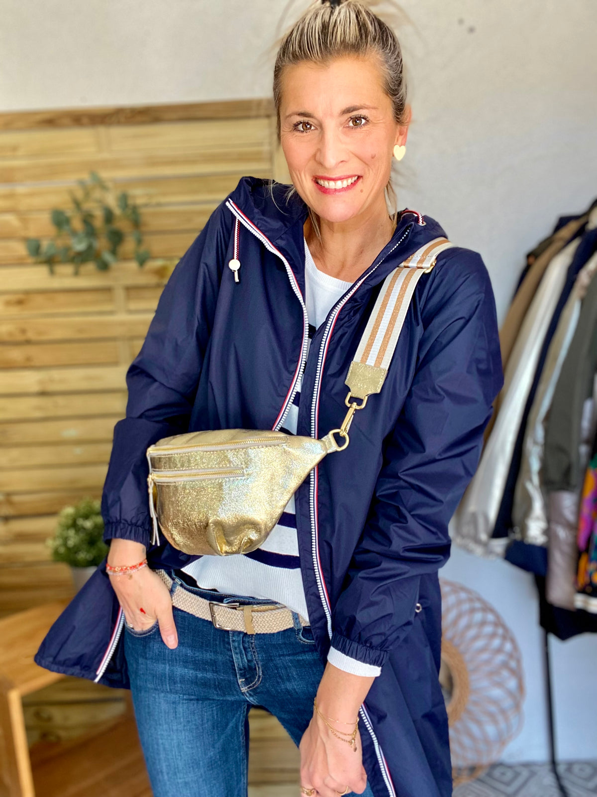 Imperméable mi-saison doublé SOLINE LONG - Bleu marine - LAURA JO - FIN DE SÉRIE