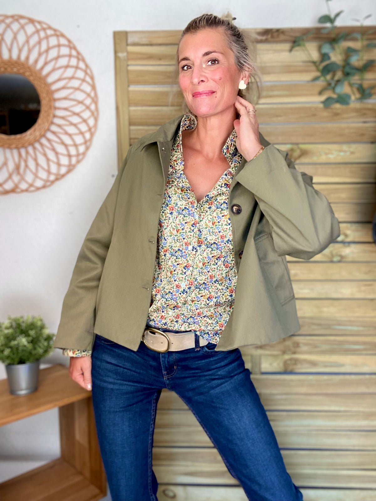 Chemise en coton imprimé Liberty vert 🌱 🌺 ÉLISE - FIN DE SÉRIE