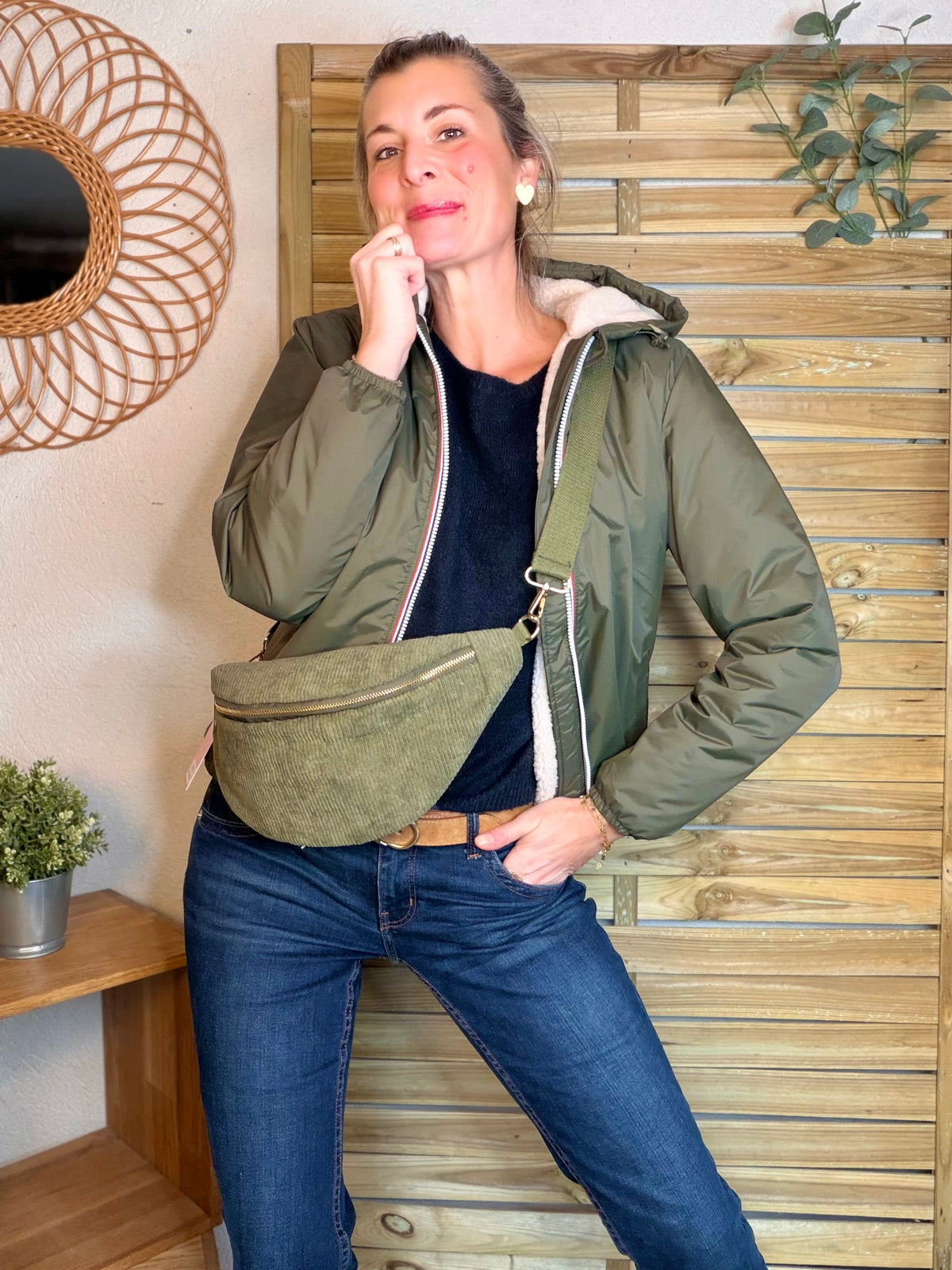 LAURA JO - Parka Imperméable LOUISE COURT sherpa - Kaki