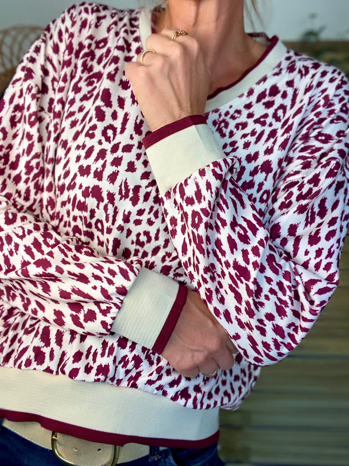 Sweat imprimé Léo 🐆 AMANDINE - Bordeaux