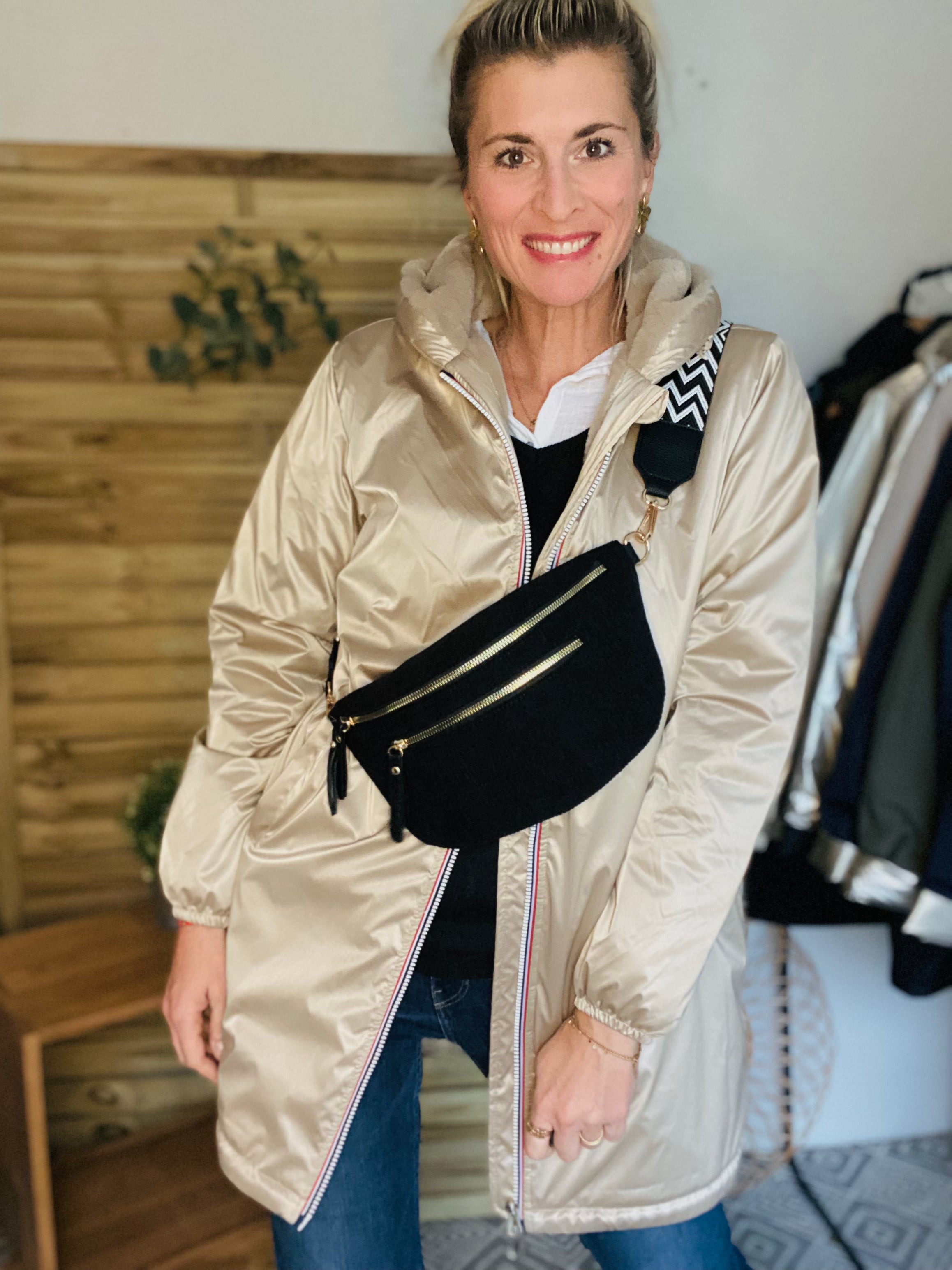 LAURA JO - Parka Imperméable LOUISE LONG fourré - Sable irisé