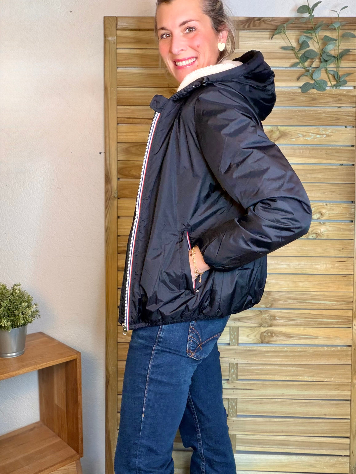 LAURA JO - Parka Imperméable LOUISE COURT sherpa - Noir - LAURA JO • DESTOCKAGE sur Taille L