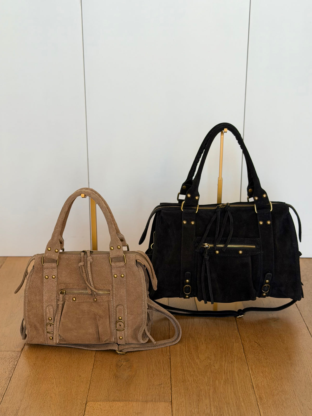 Sac à main en cuir daim • HUNTER Petit format - Taupe