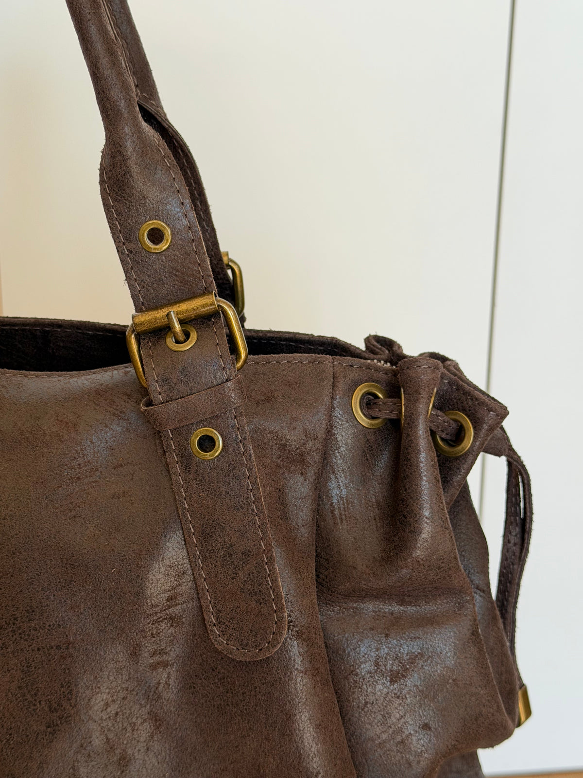 Sac cabas XL en cuir vieilli • COOPER Chocolat