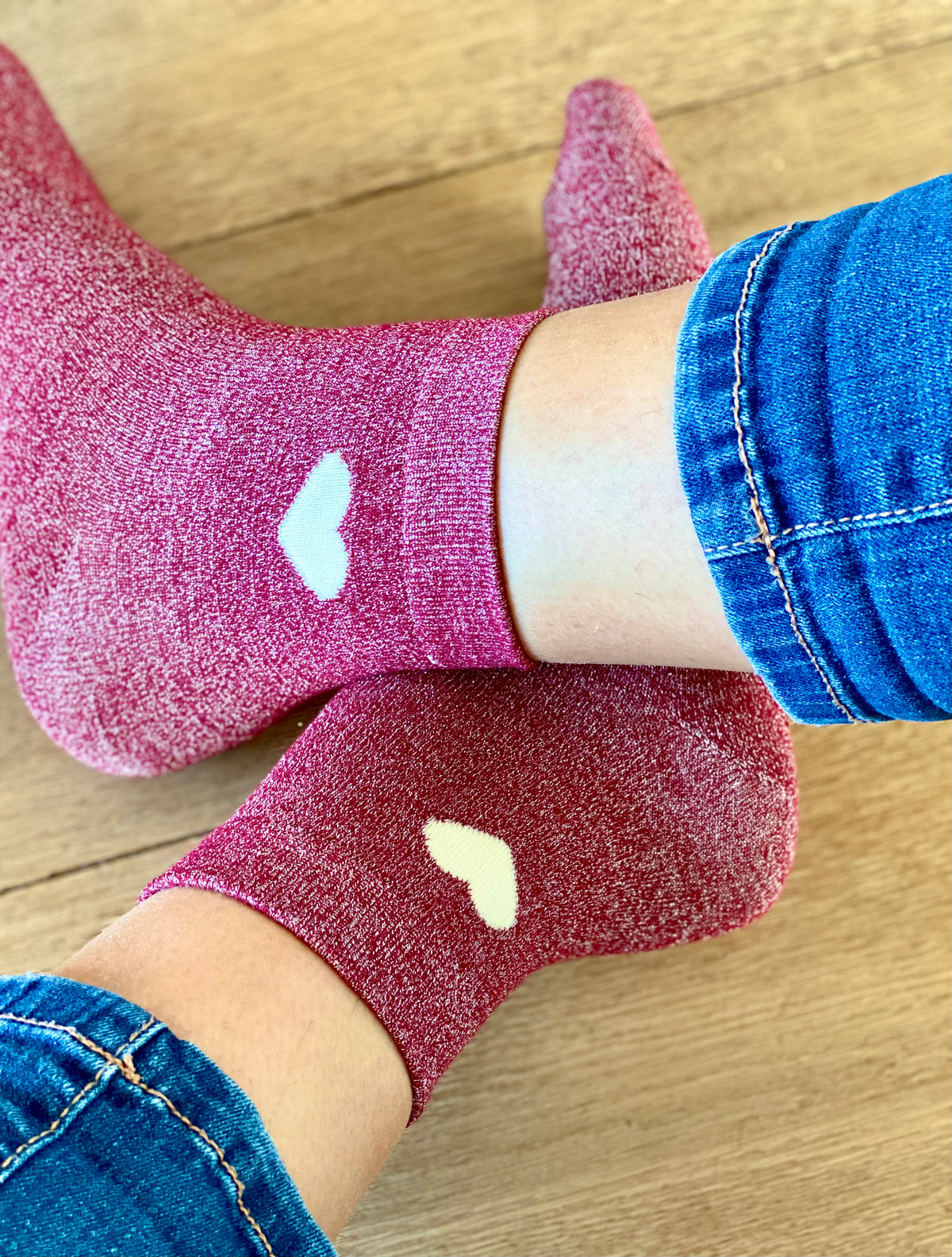 Chaussettes scintillantes glitter ZAHO - Coeur ❤️💛 FIN DE SÉRIE