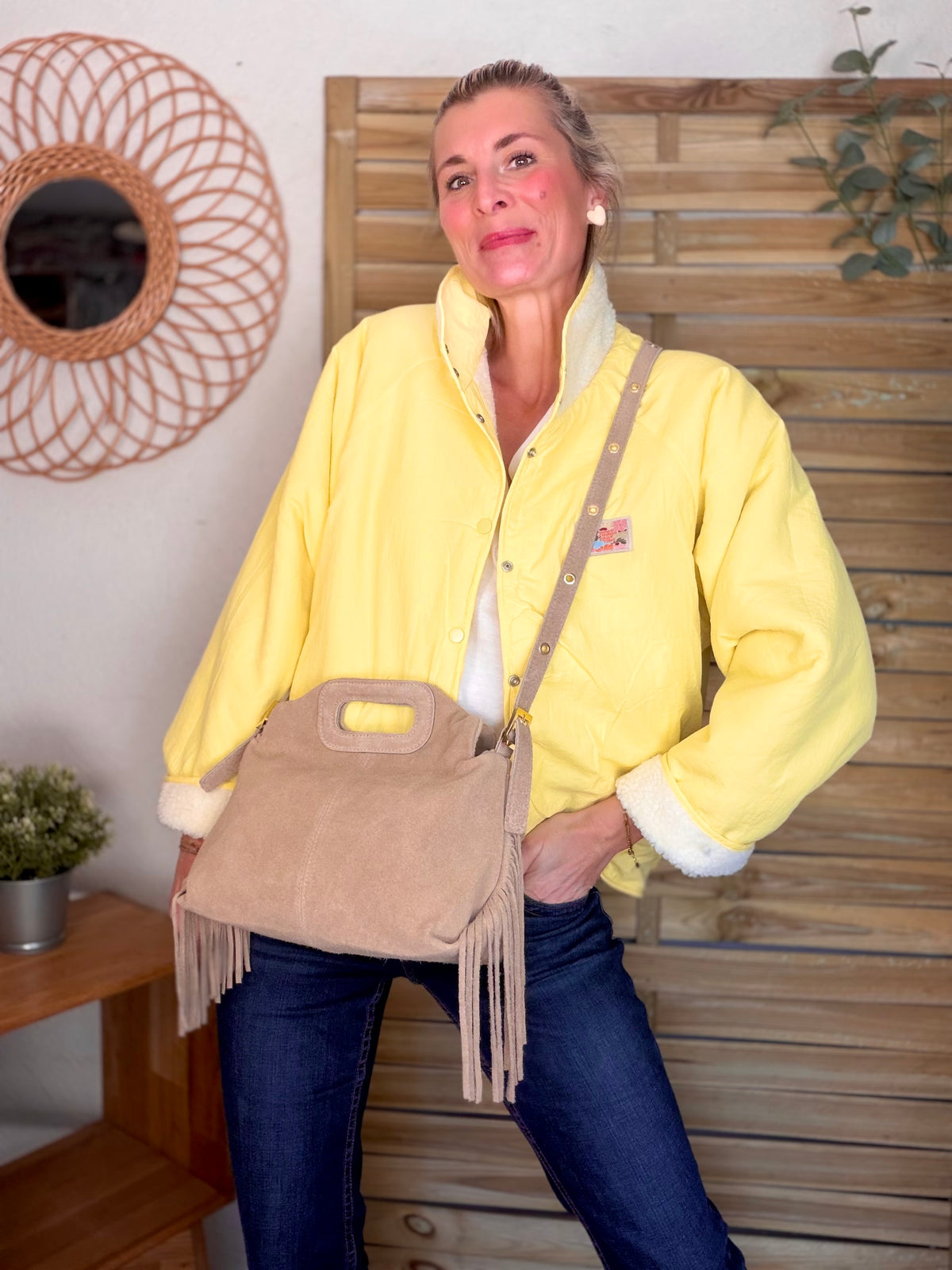 Veste matelassée réversible Sherpa AMÉLIE Jaune - FIN DE SÉRIE