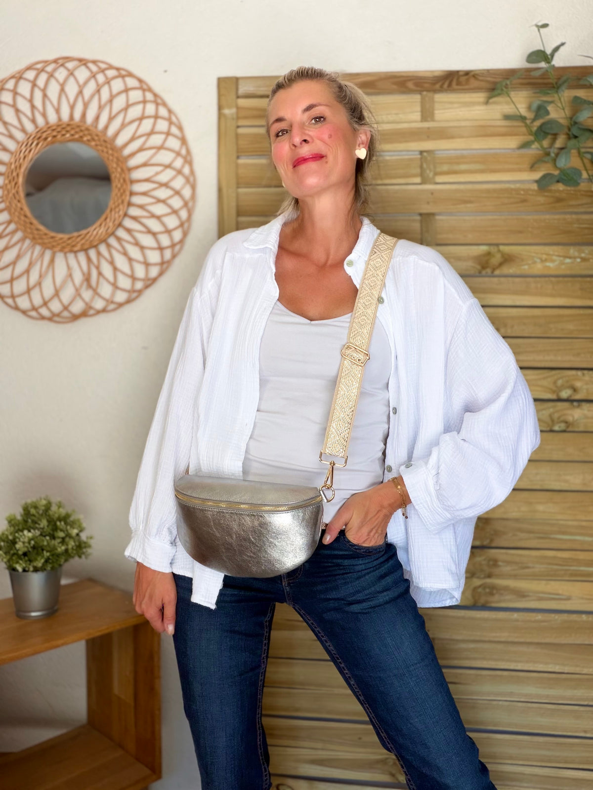 Chemise en gaze de coton unie FÉLICIA Blanc