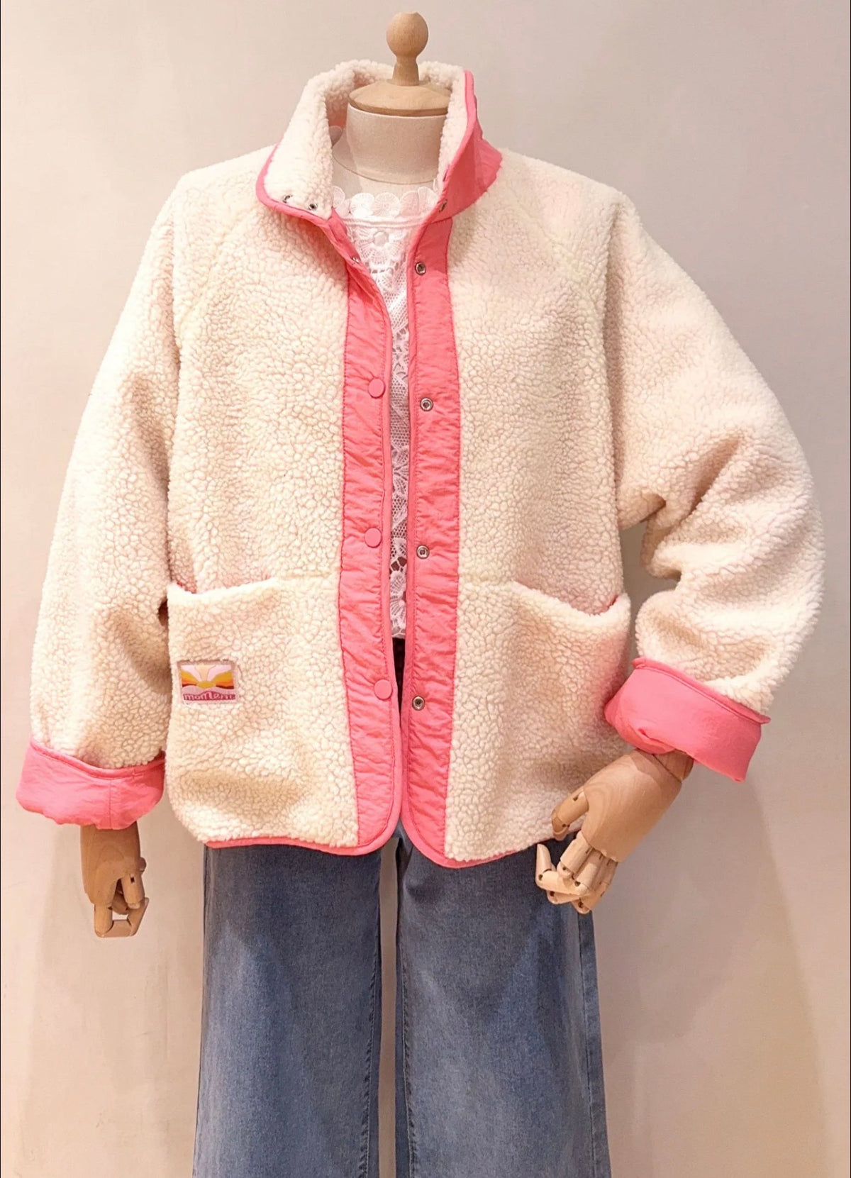 Veste matelassée réversible Sherpa AMÉLIE Rose - FIN DE SÉRIE