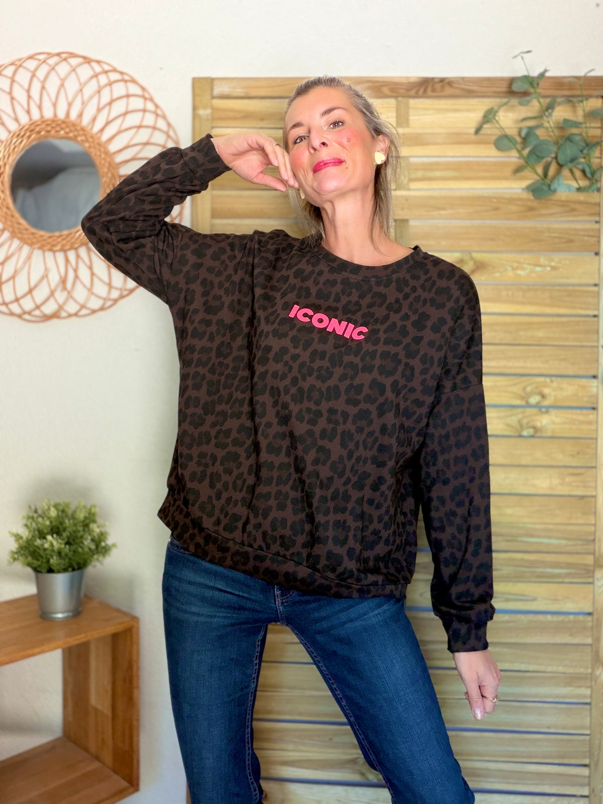 Sweat ICONIC léger 100% coton FAUSTINE Léo choco (taille 34 à 46)