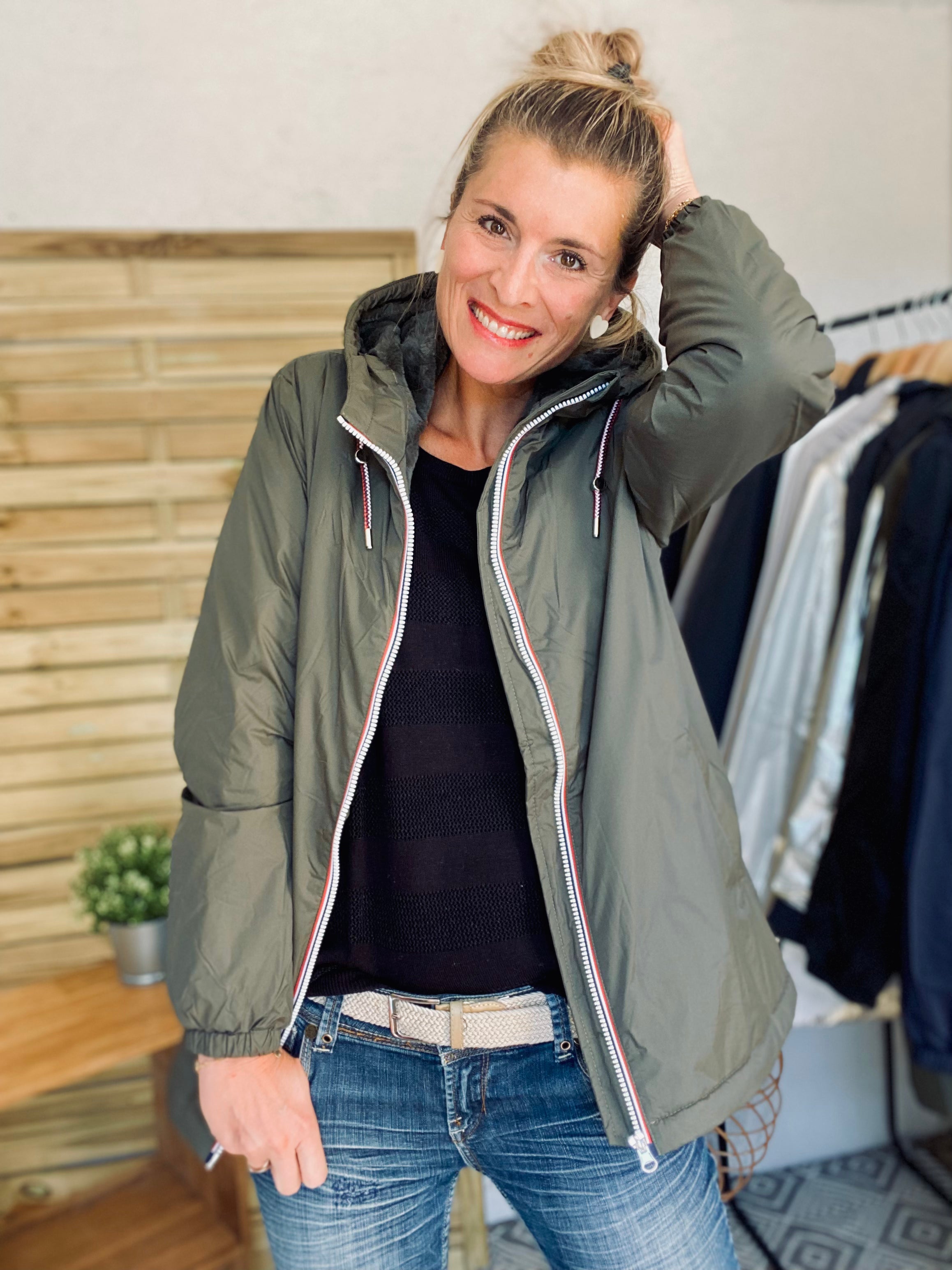 LAURA JO - Parka Imperméable THELMA MI-LONG fourré - Kaki